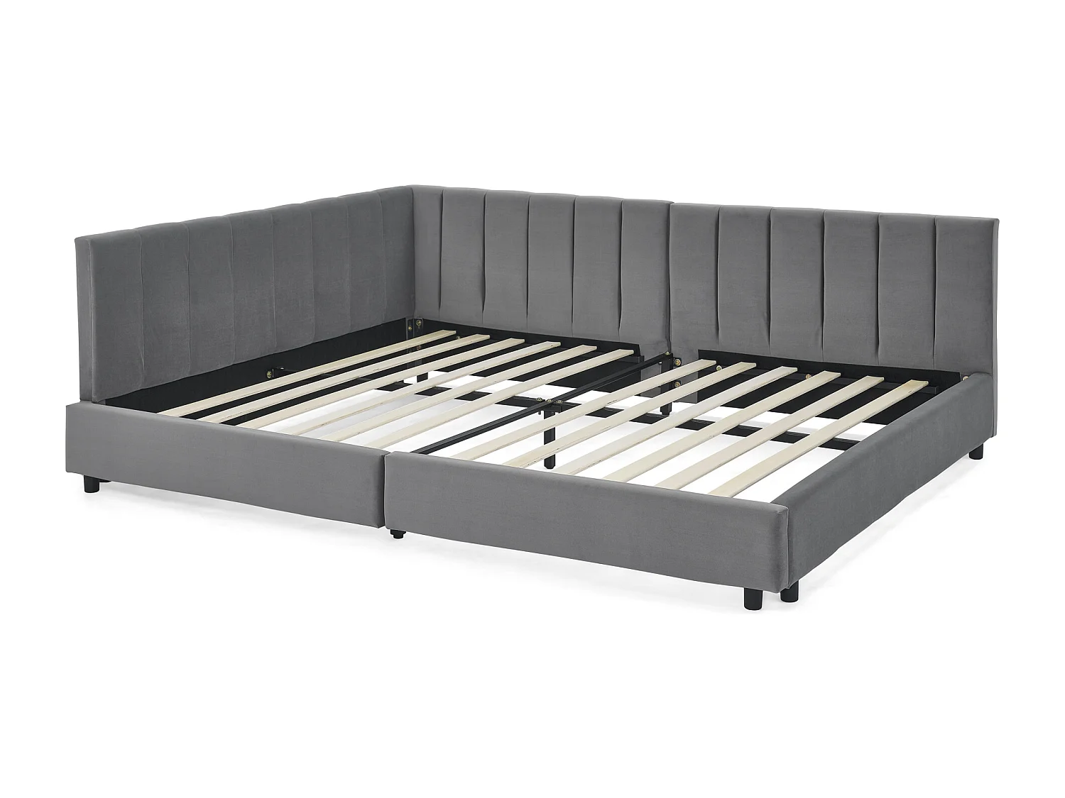 Letto per adulti 140 x 200 cm - Letto matrimoniale con righe verticali - velluto grigio - materasso non incluso