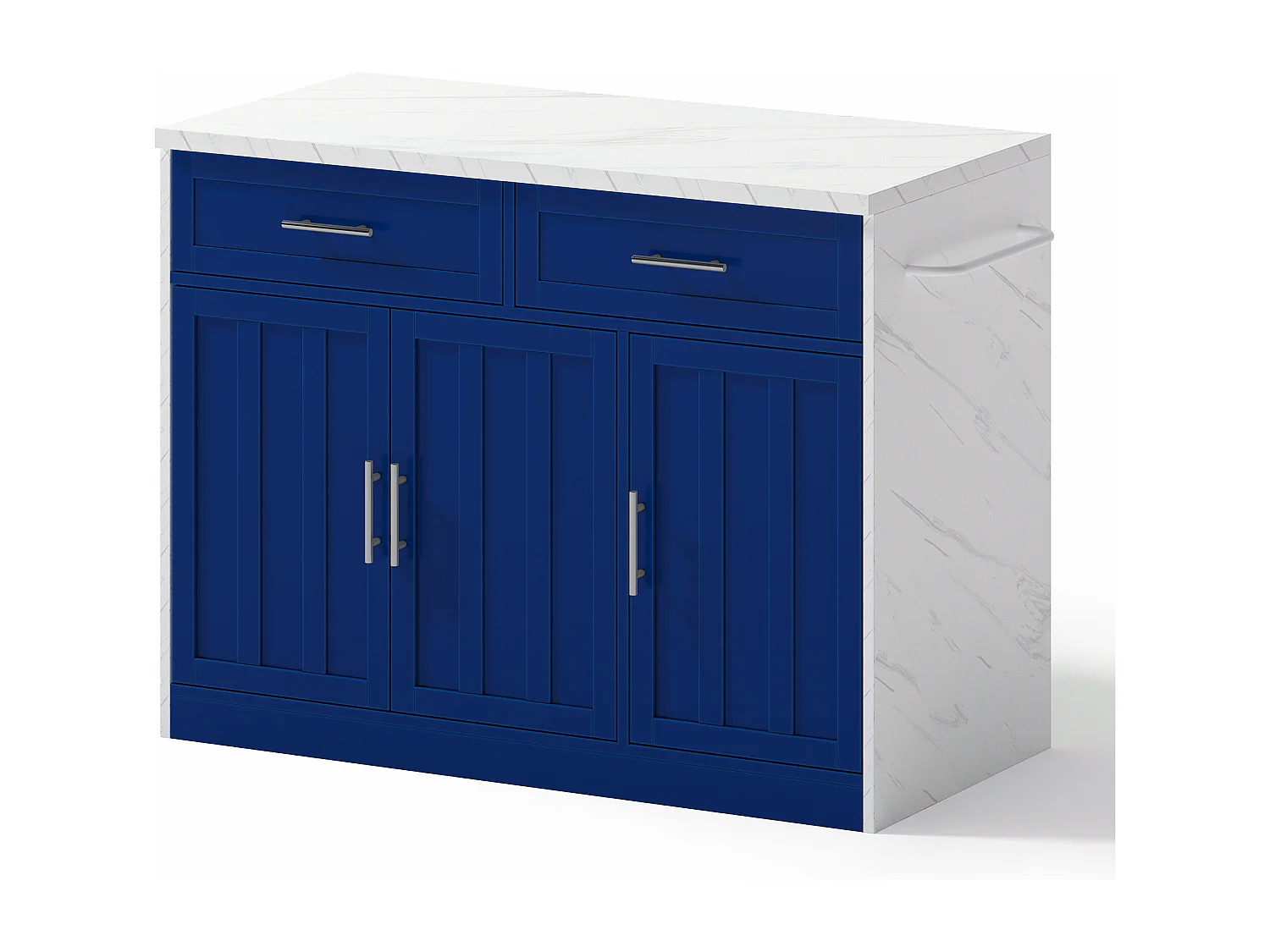 Desserte de cuisine bleu - Îlot de cuisine avec 2 tiroirs et 3 portes - porte-serviettes et câble d'alimentation de 1,5 m