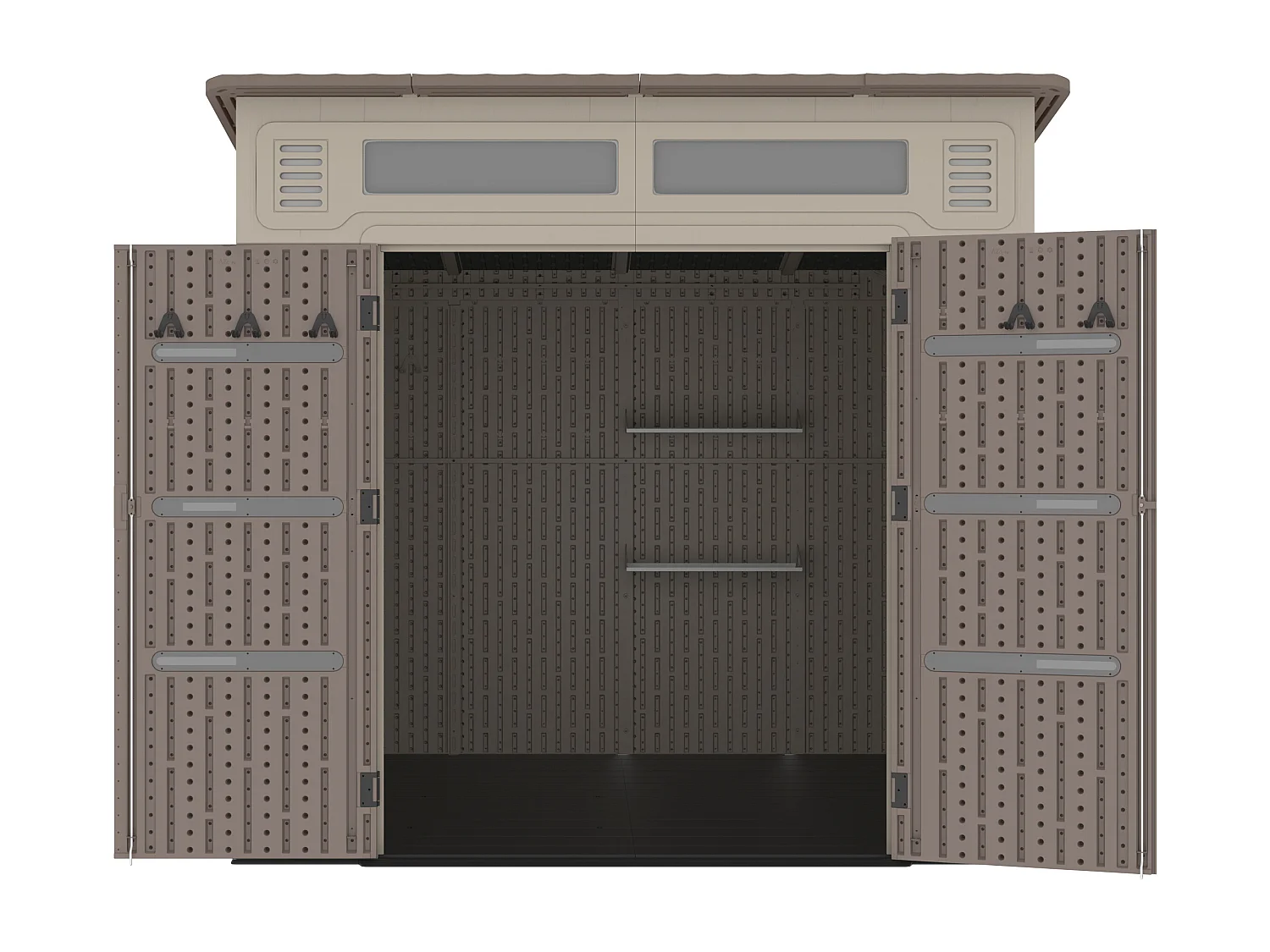 Abri de jardin en résine monopente beige et marron 6,5 m² avec plancher - épaisseur 22 mm - ANTEVA