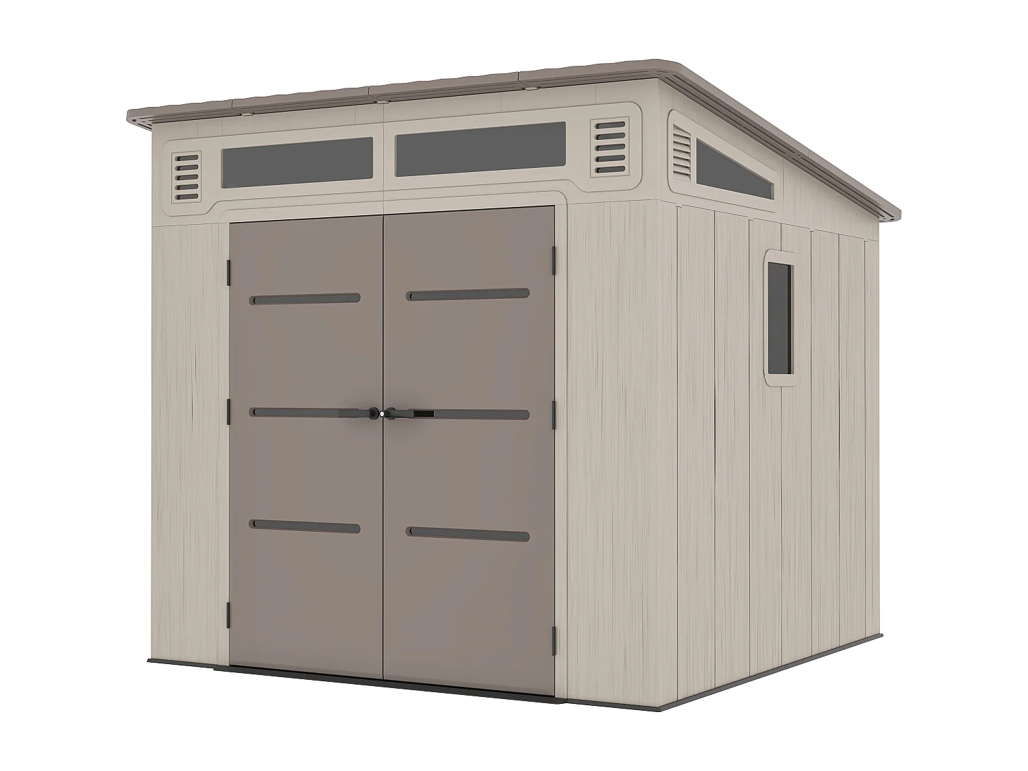 Abri de jardin en résine monopente beige et marron 6,5 m² avec plancher - épaisseur 22 mm - ANTEVA