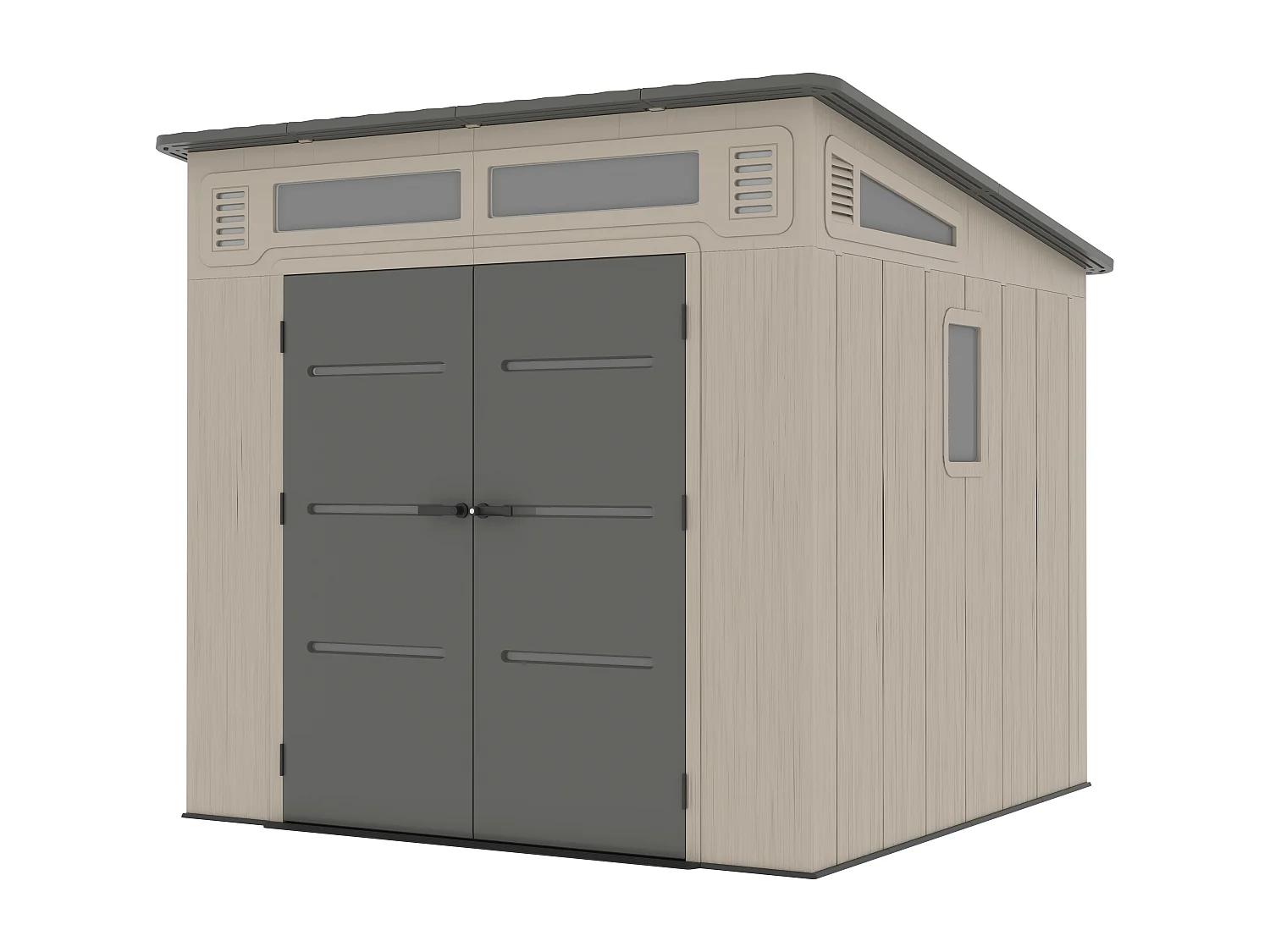 Abri de jardin en résine monopente beige et gris 6,5 m² avec plancher - épaisseur 22 mm - ANTEVA