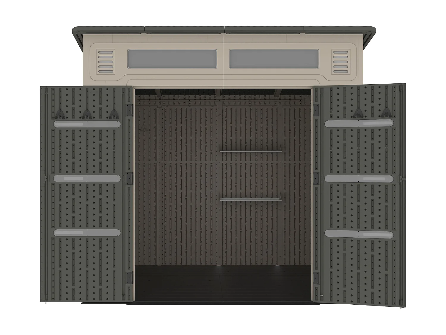 Abri de jardin en résine monopente beige et gris 6,5 m² avec plancher - épaisseur 22 mm - ANTEVA