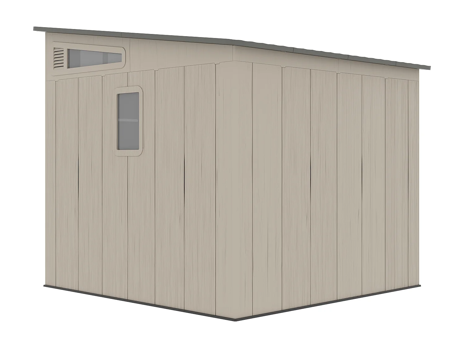 Abri de jardin en résine monopente beige et gris 6,5 m² avec plancher - épaisseur 22 mm - ANTEVA