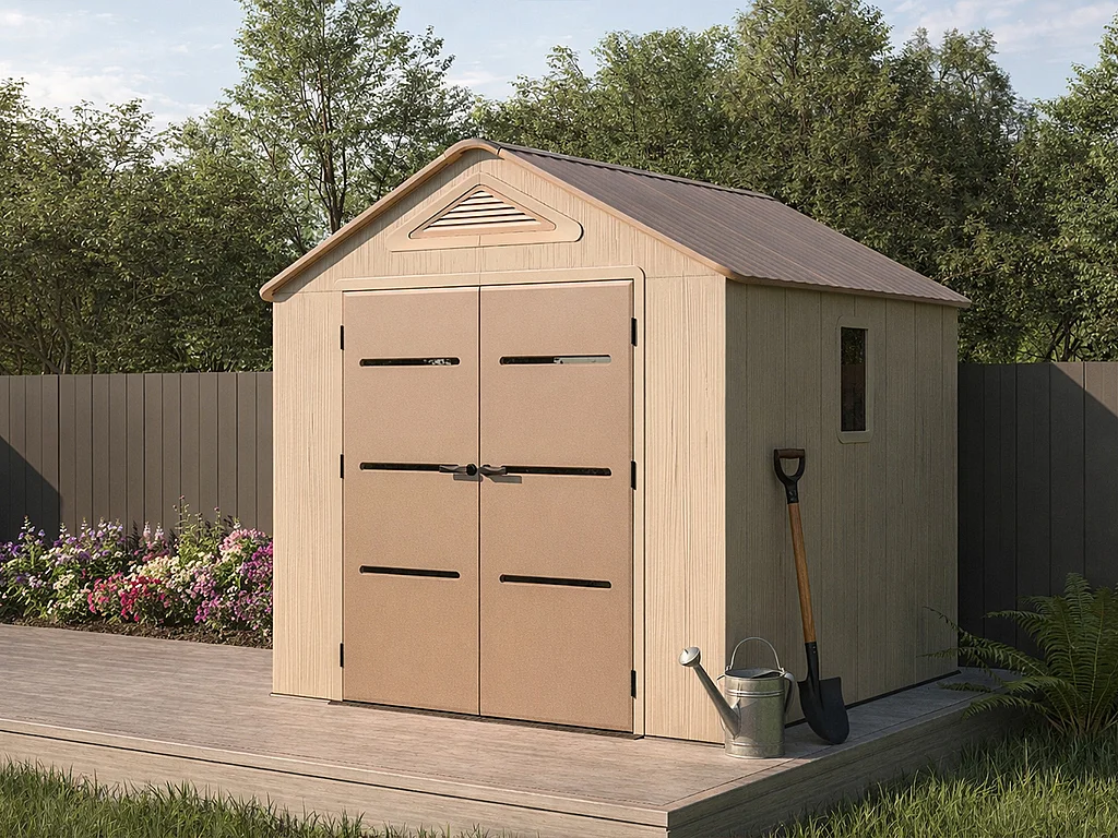 Abri de jardin en résine  beige et marron 6,15 m² avec plancher - épaisseur 22mm - ANTEVA