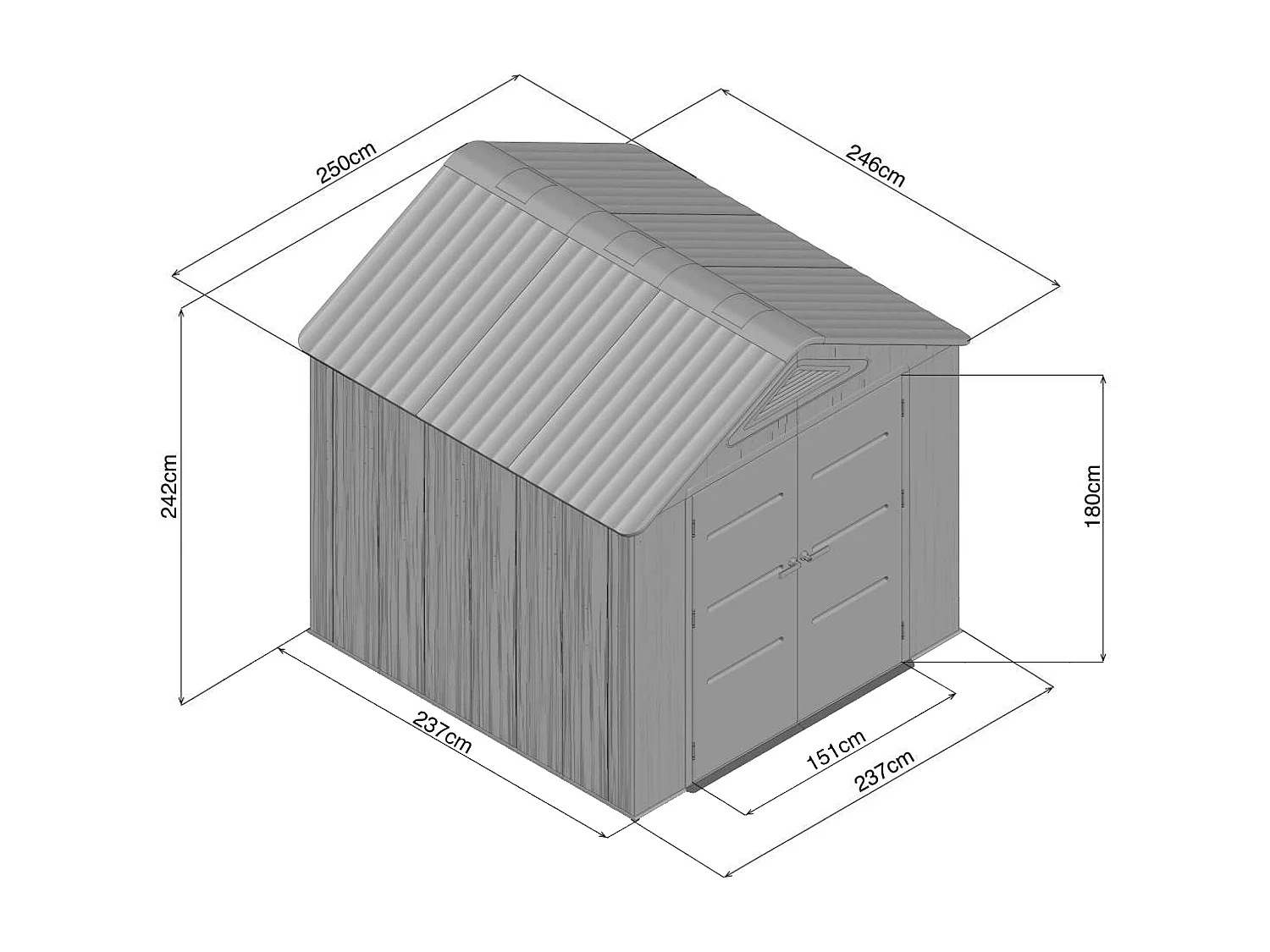 Abri de jardin en résine  beige et marron 6,15 m² avec plancher - épaisseur 22mm - ANTEVA