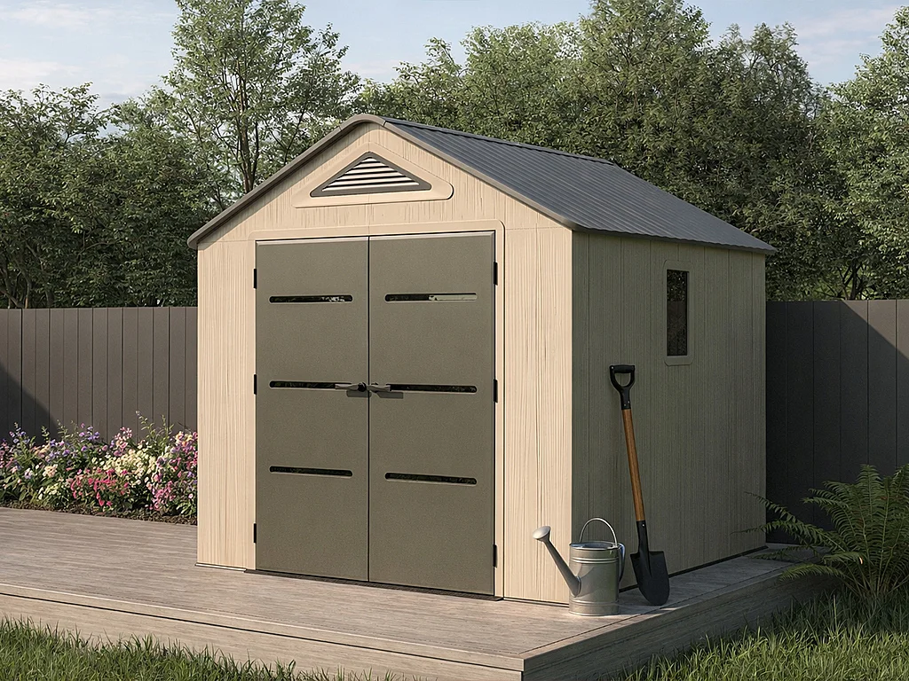 Abri de jardin en résine beige et gris 6,15 m² avec plancher - épaisseur 22 mm - ANTEVA