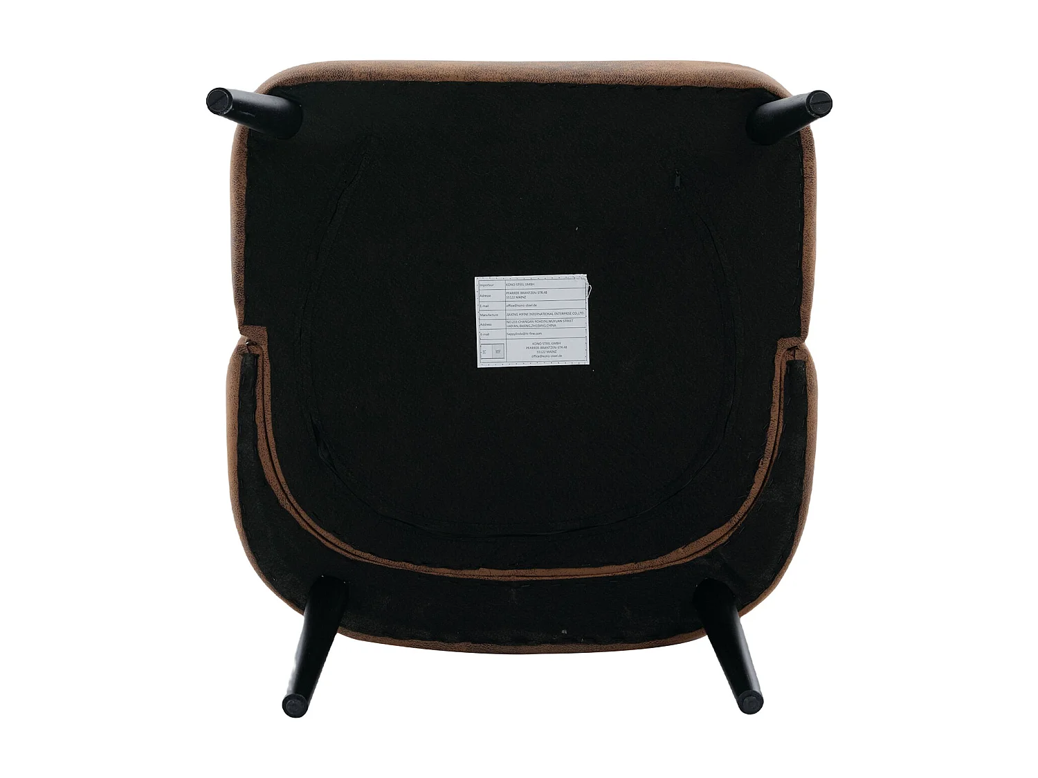 Bruine stoel - Stoel met geklonken afwerking en massief houten poten - microsuède