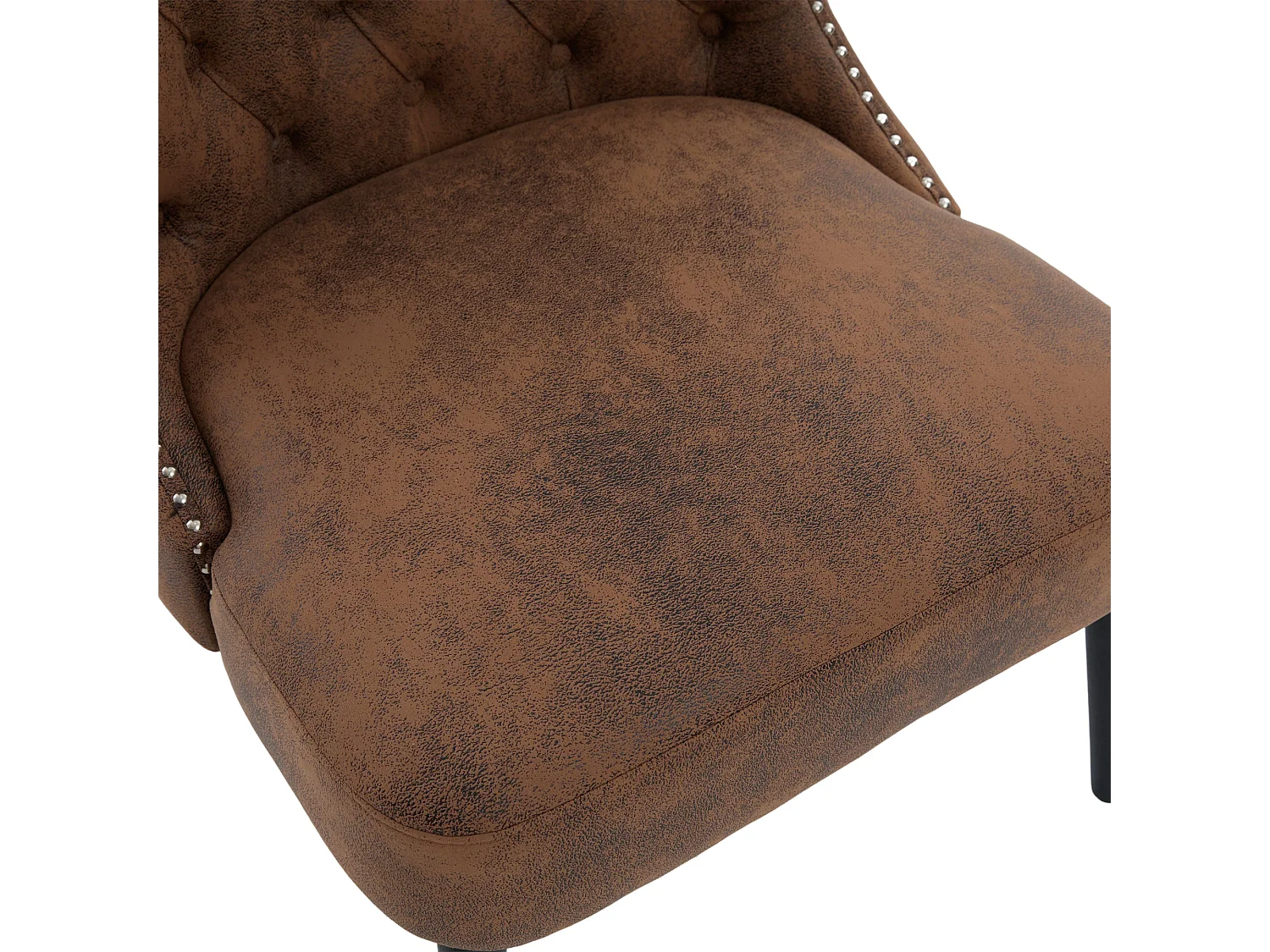 Chaise marron - Chaise avec finition rivetée et pieds en bois massif - microsuède