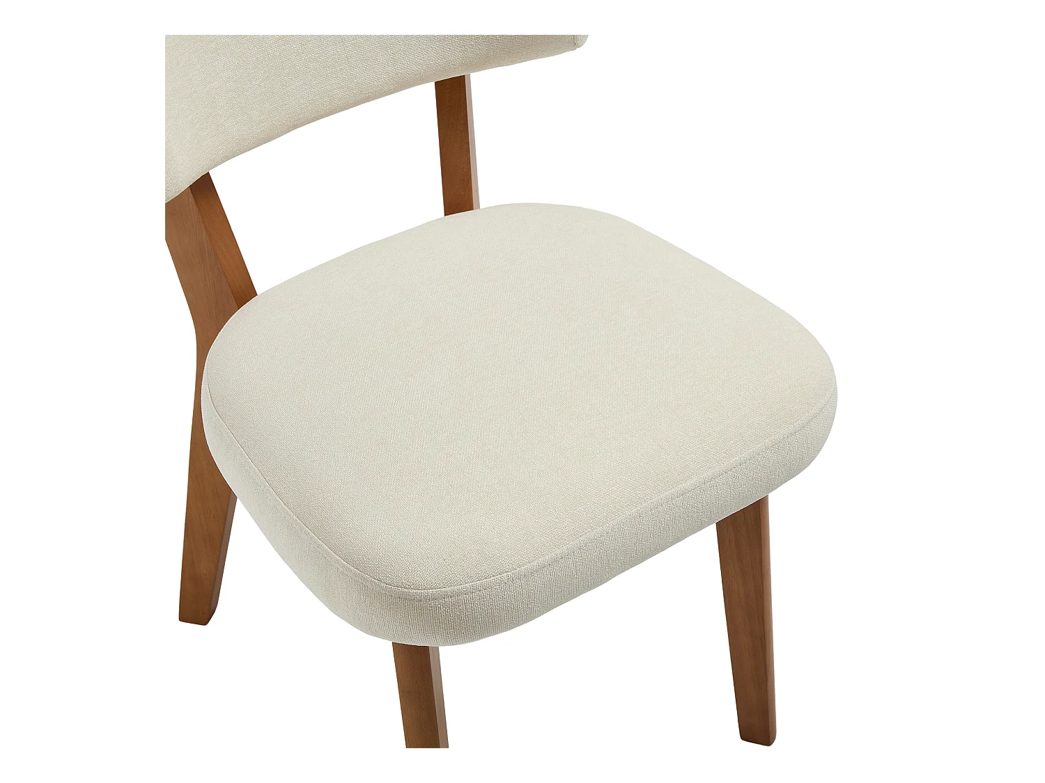 Lot de 2 chaises de salle à manger - Chaises avec dossier rembourré et pieds en bois massif - lin beige