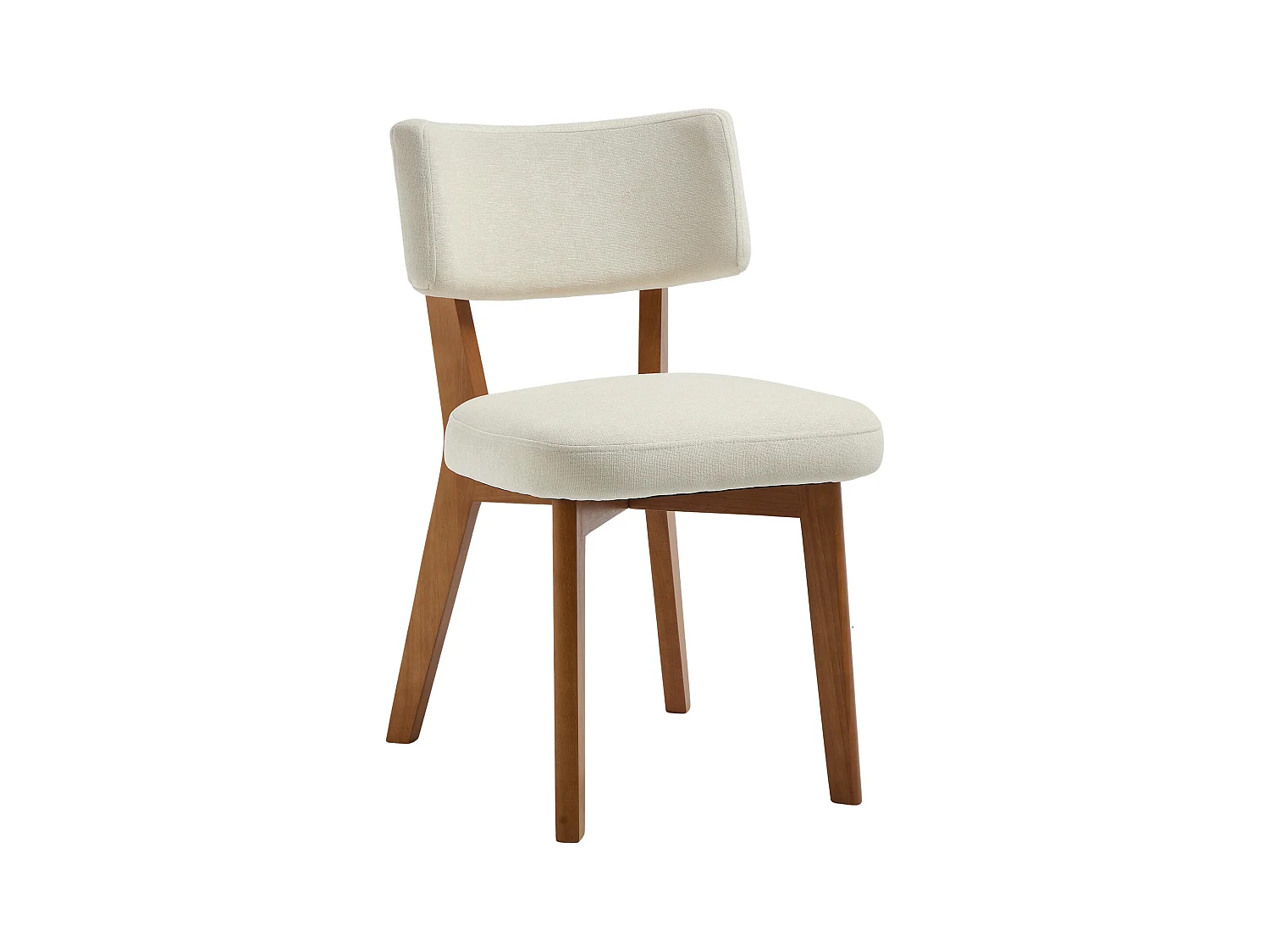 Lot de 2 chaises de salle à manger - Chaises avec dossier rembourré et pieds en bois massif - lin beige