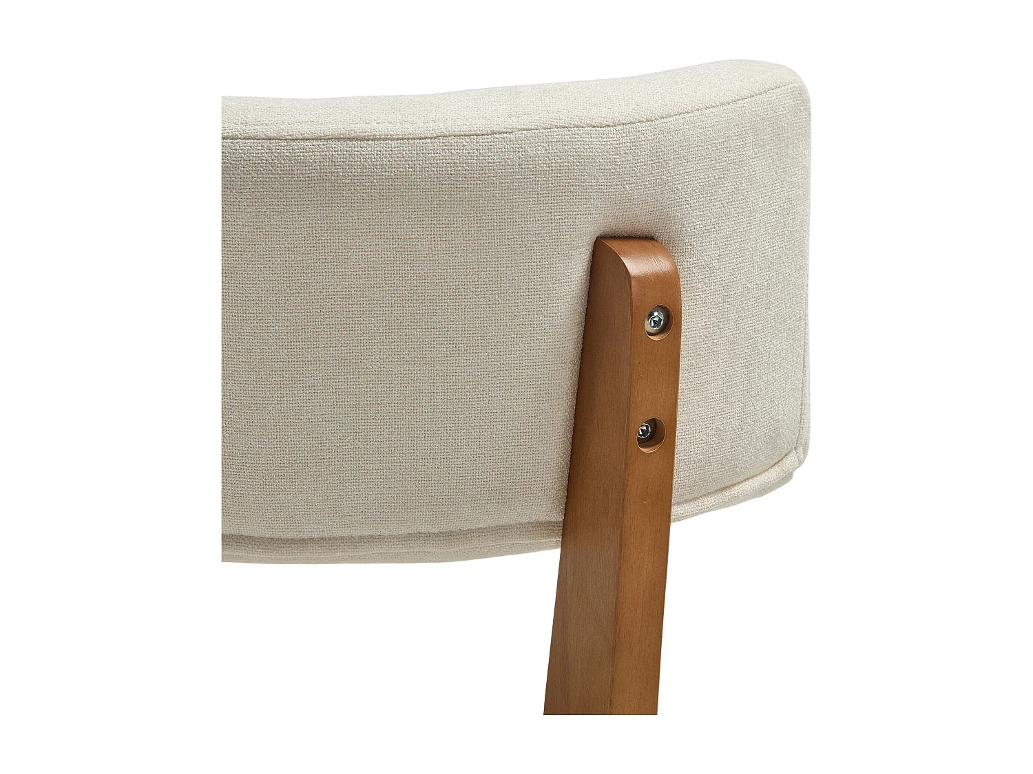 Conjunto de 2 cadeiras de jantar - Cadeiras com encosto almofadado e pernas em madeira maciça - linho bege