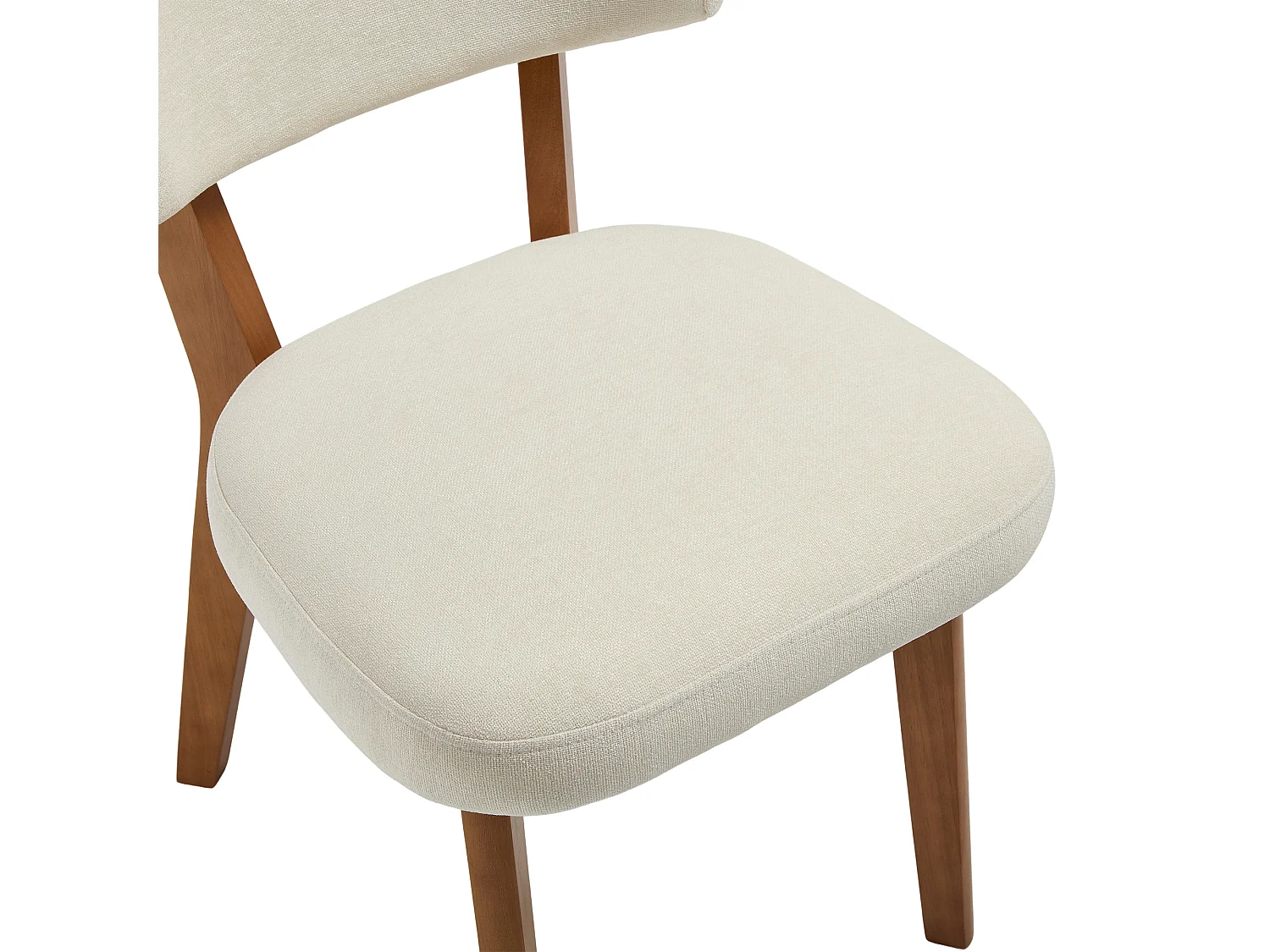 Conjunto de 2 cadeiras de jantar - Cadeiras com encosto almofadado e pernas em madeira maciça - linho bege