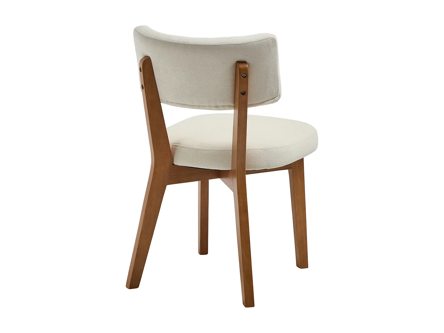 Conjunto de 2 cadeiras de jantar - Cadeiras com encosto almofadado e pernas em madeira maciça - linho bege