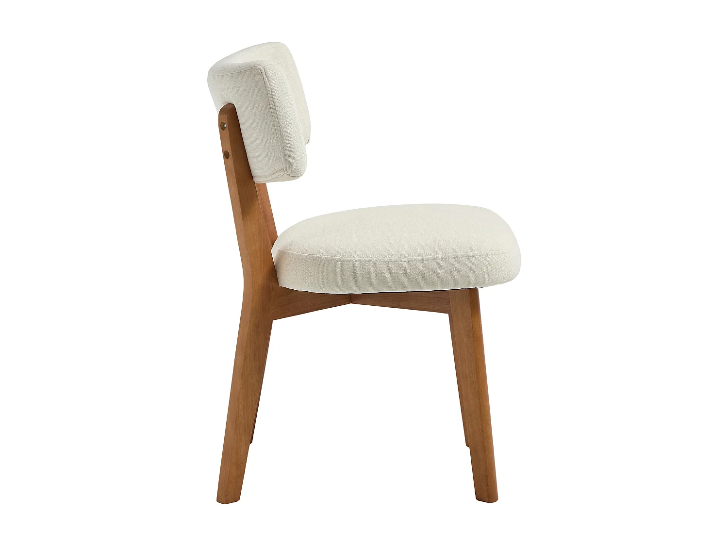 Conjunto de 2 cadeiras de jantar - Cadeiras com encosto almofadado e pernas em madeira maciça - linho bege