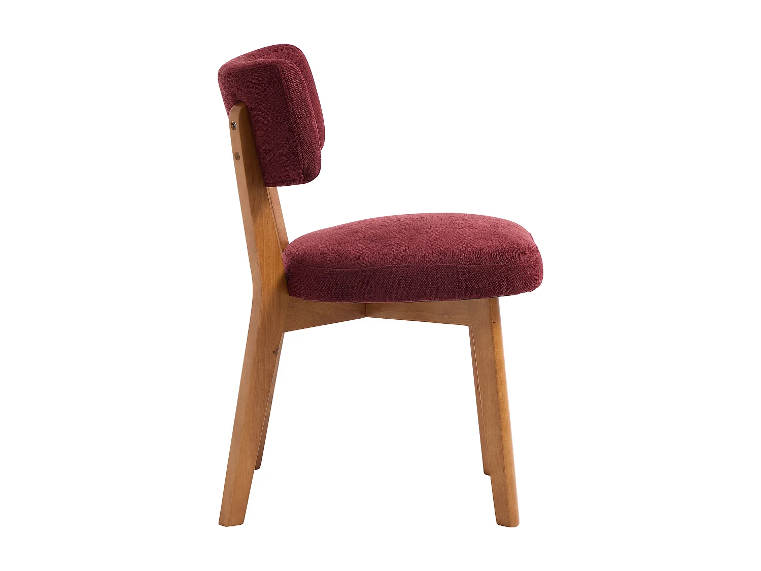 Set van 2 eetkamerstoelen - Stoelen met gewatteerde rugleuningen en massief houten poten - bordeauxrood linnen