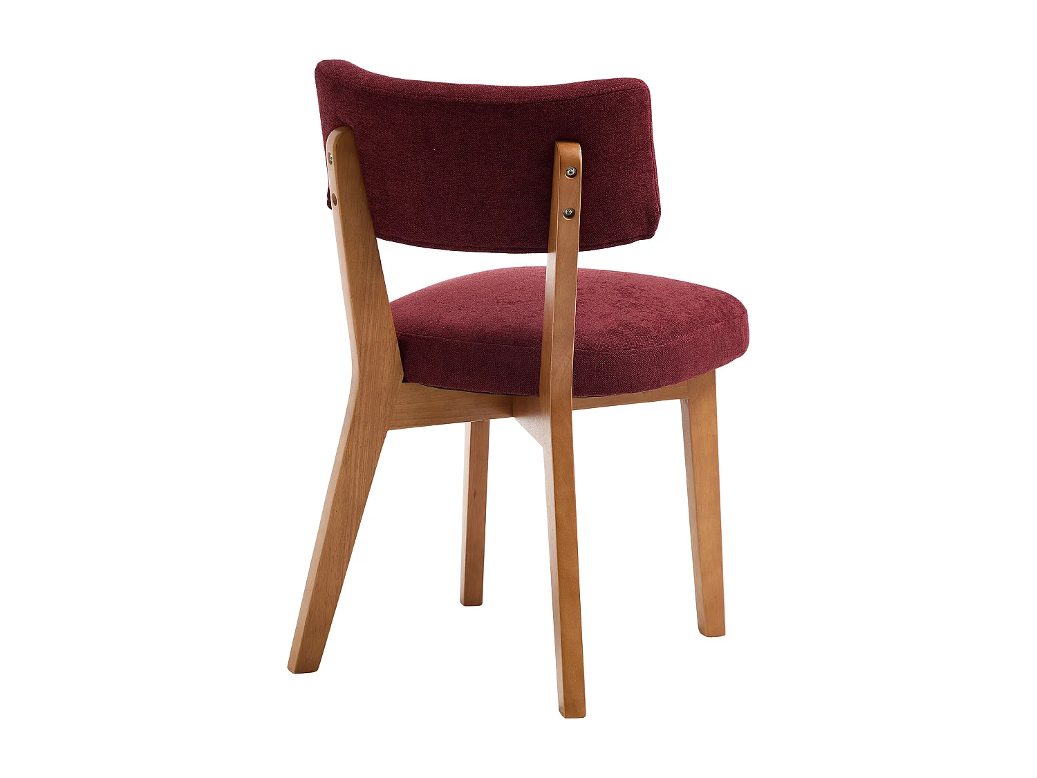 Set van 2 eetkamerstoelen - Stoelen met gewatteerde rugleuningen en massief houten poten - bordeauxrood linnen