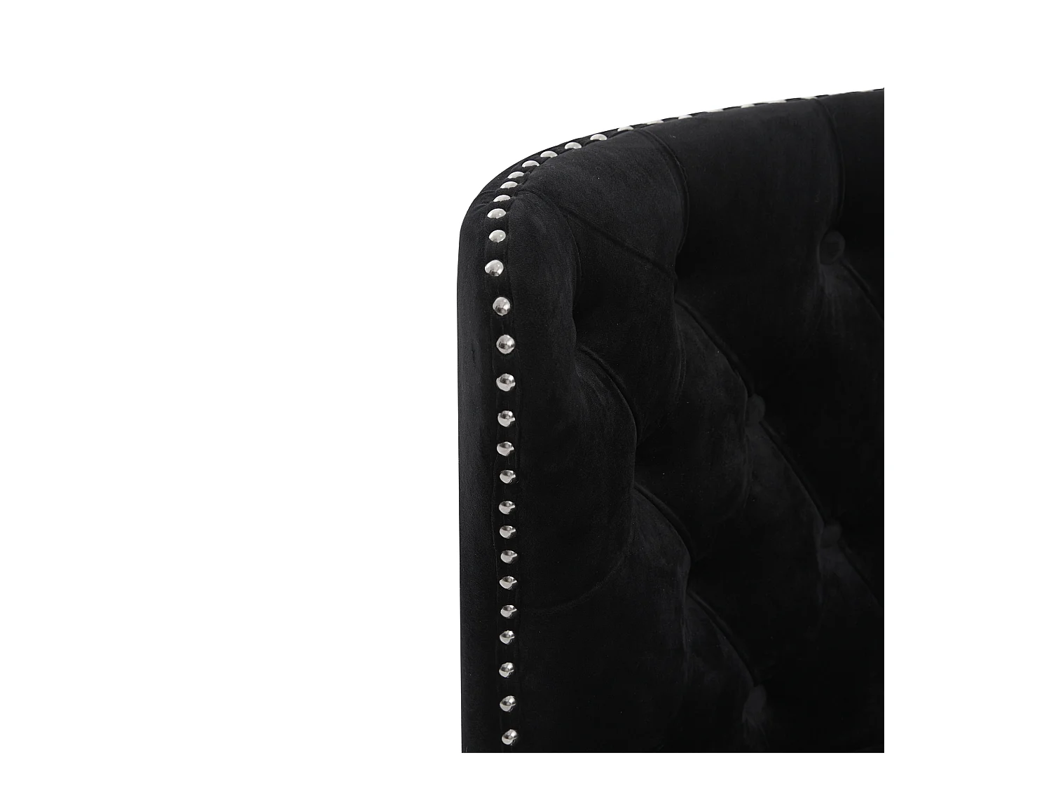 Zwarte stoel - Stoel met geklonken afwerking en massief houten poten - fluweel