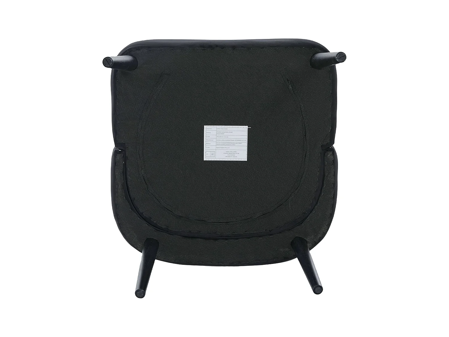 Zwarte stoel - Stoel met geklonken afwerking en massief houten poten - fluweel