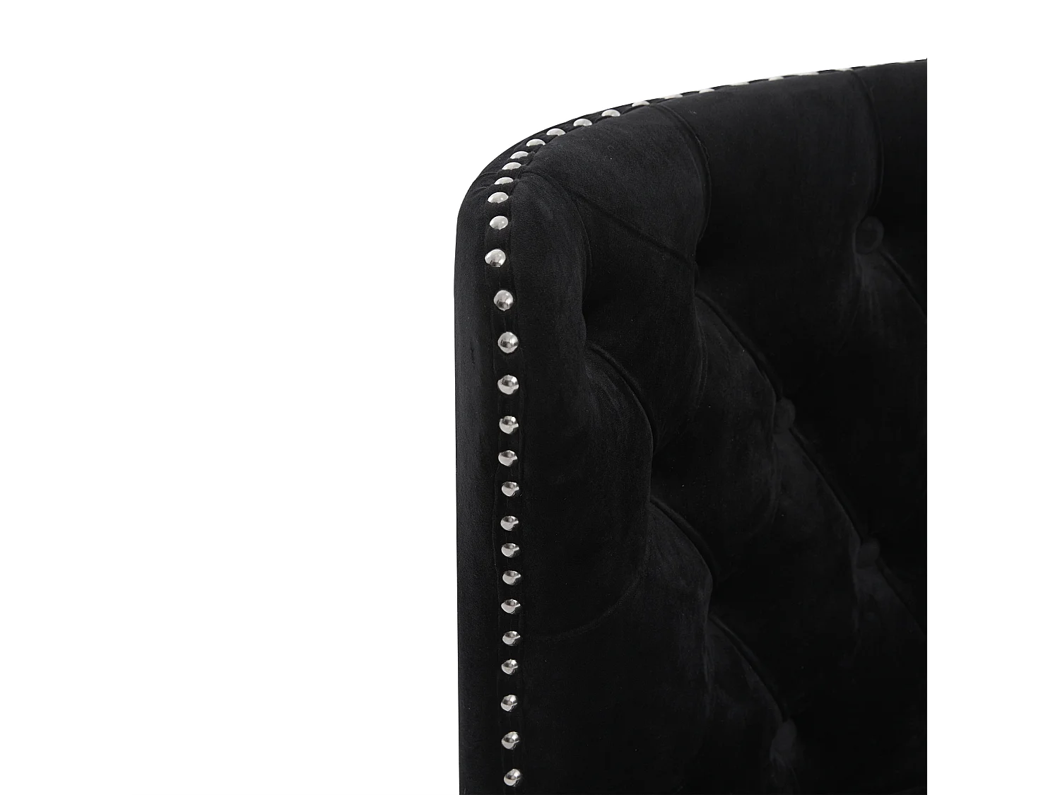 Chaise noir - Chaise avec finition rivetée et pieds en bois massif - velours