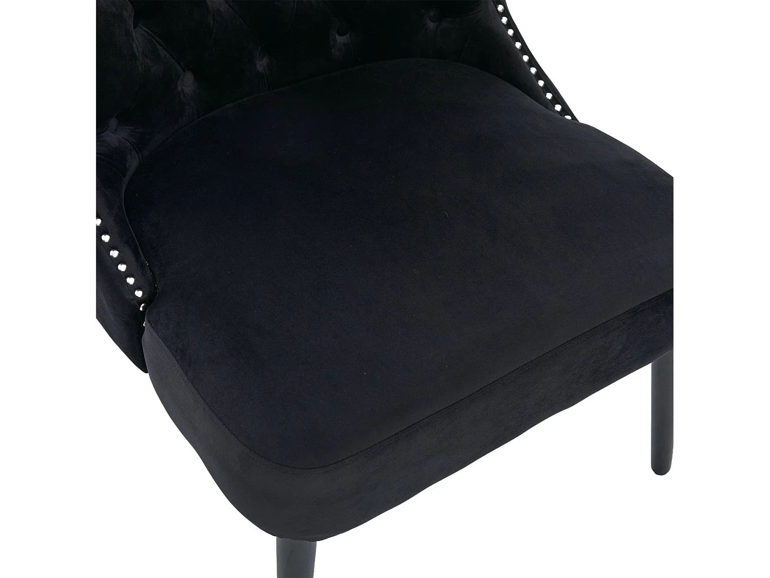 Chaise noir - Chaise avec finition rivetée et pieds en bois massif - velours