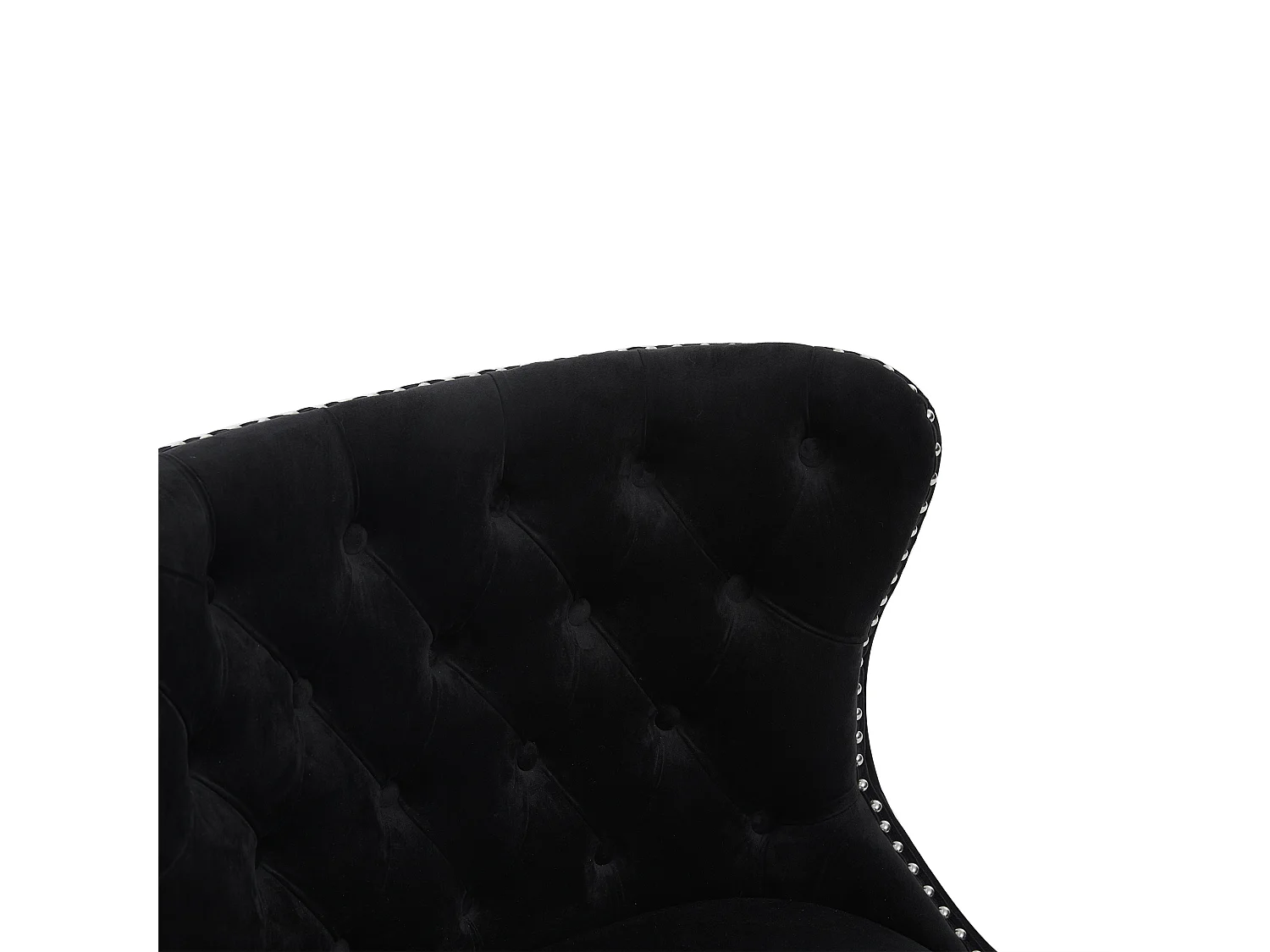 Chaise noir - Chaise avec finition rivetée et pieds en bois massif - velours