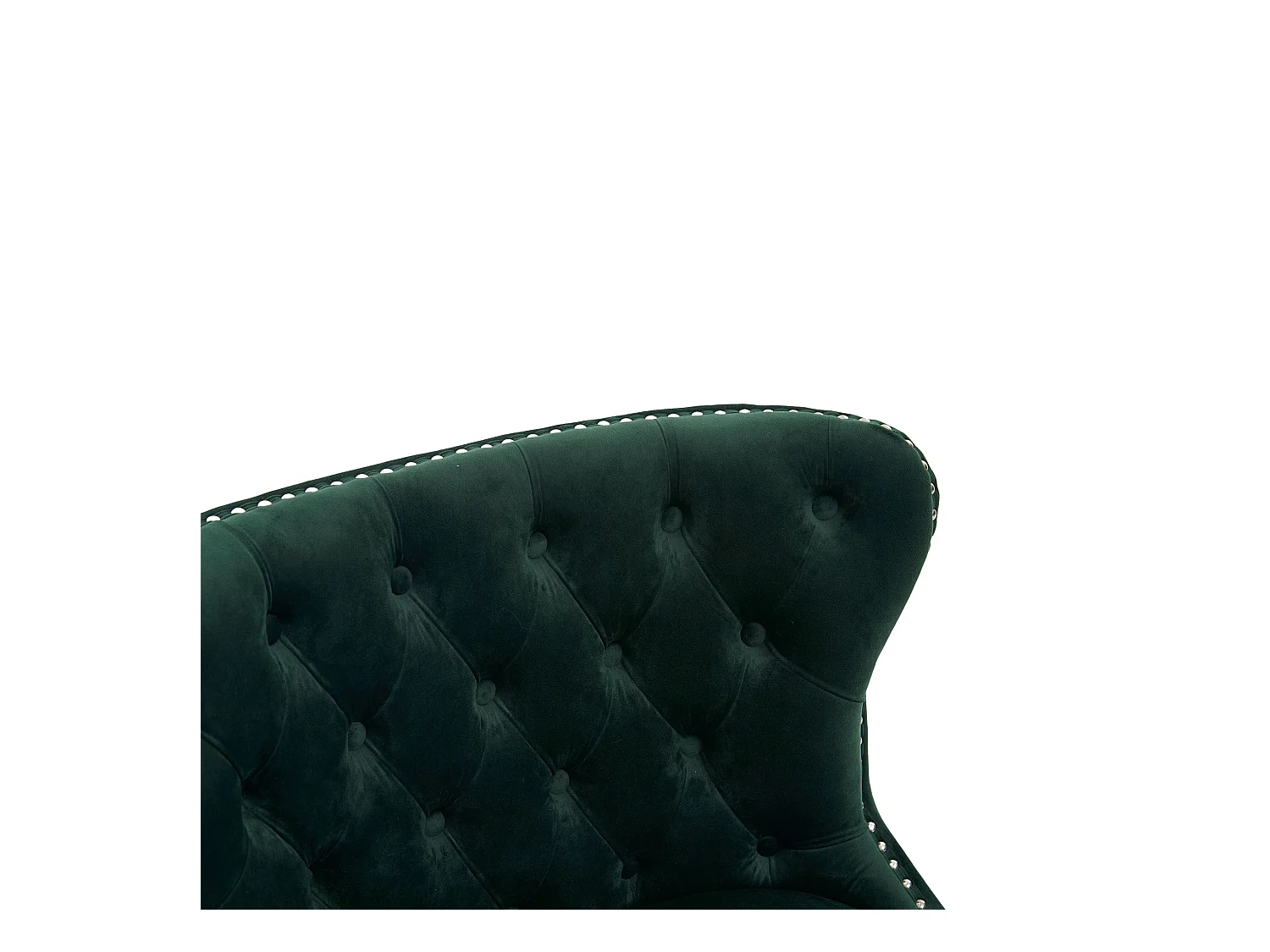 Groene stoel - Stoel met geklonken afwerking en massief houten poten - fluweel