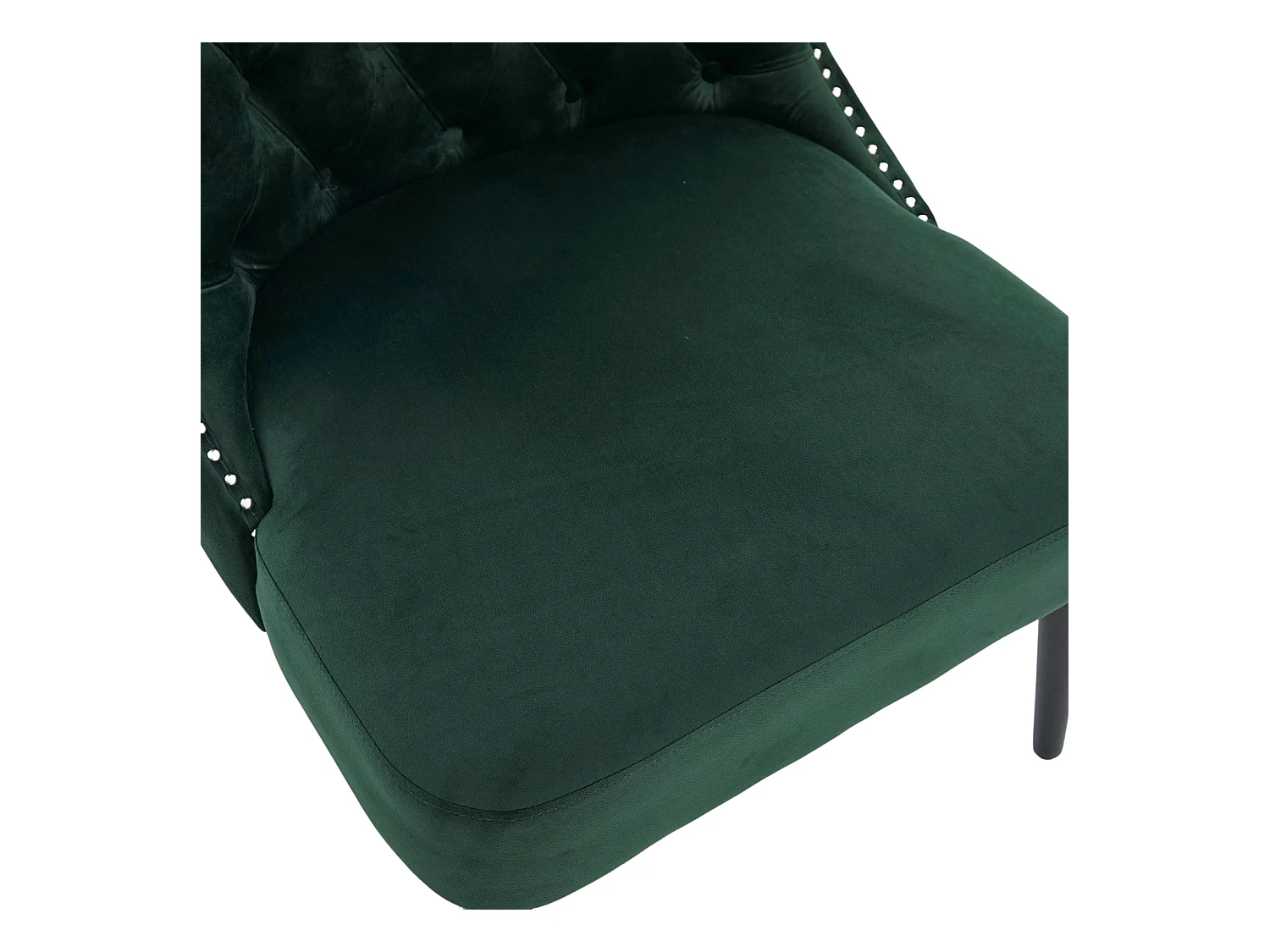 Groene stoel - Stoel met geklonken afwerking en massief houten poten - fluweel