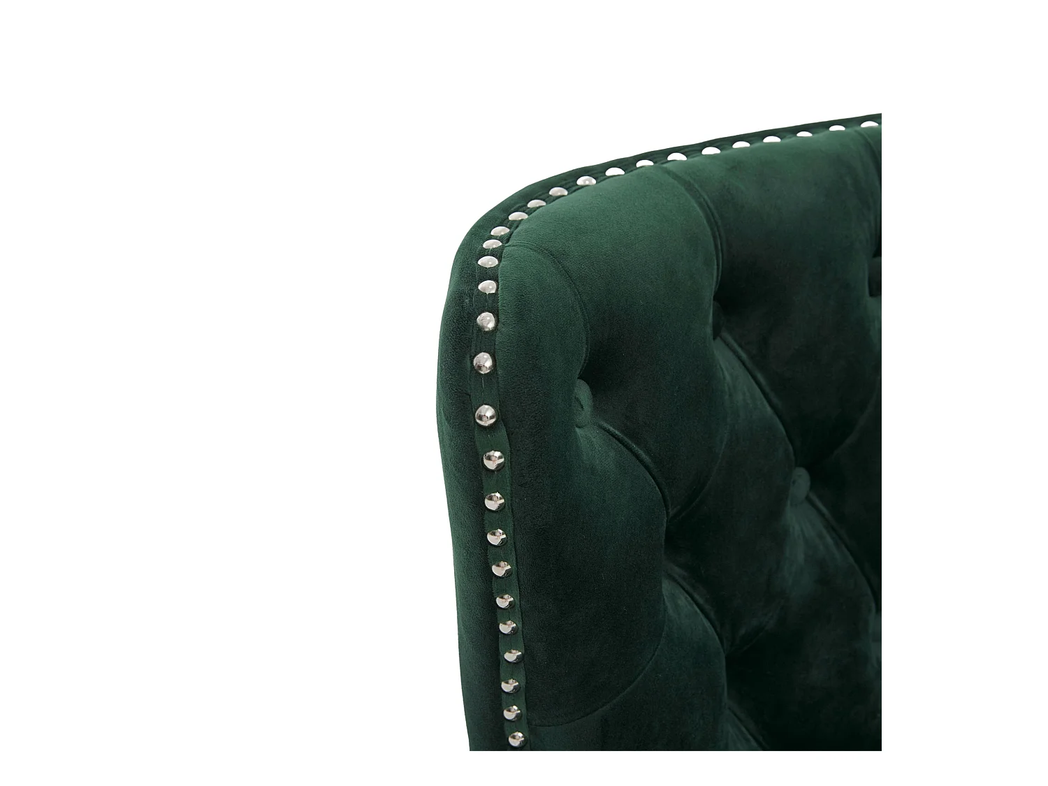 Groene stoel - Stoel met geklonken afwerking en massief houten poten - fluweel