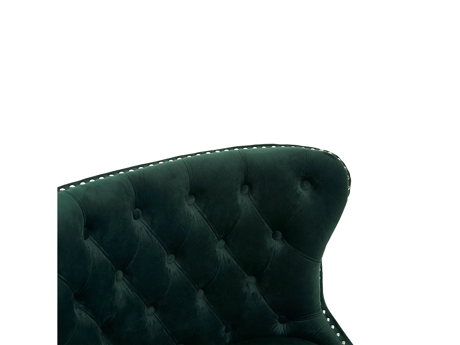 Chaise vert - Chaise avec finition rivetée et pieds en bois massif - velours