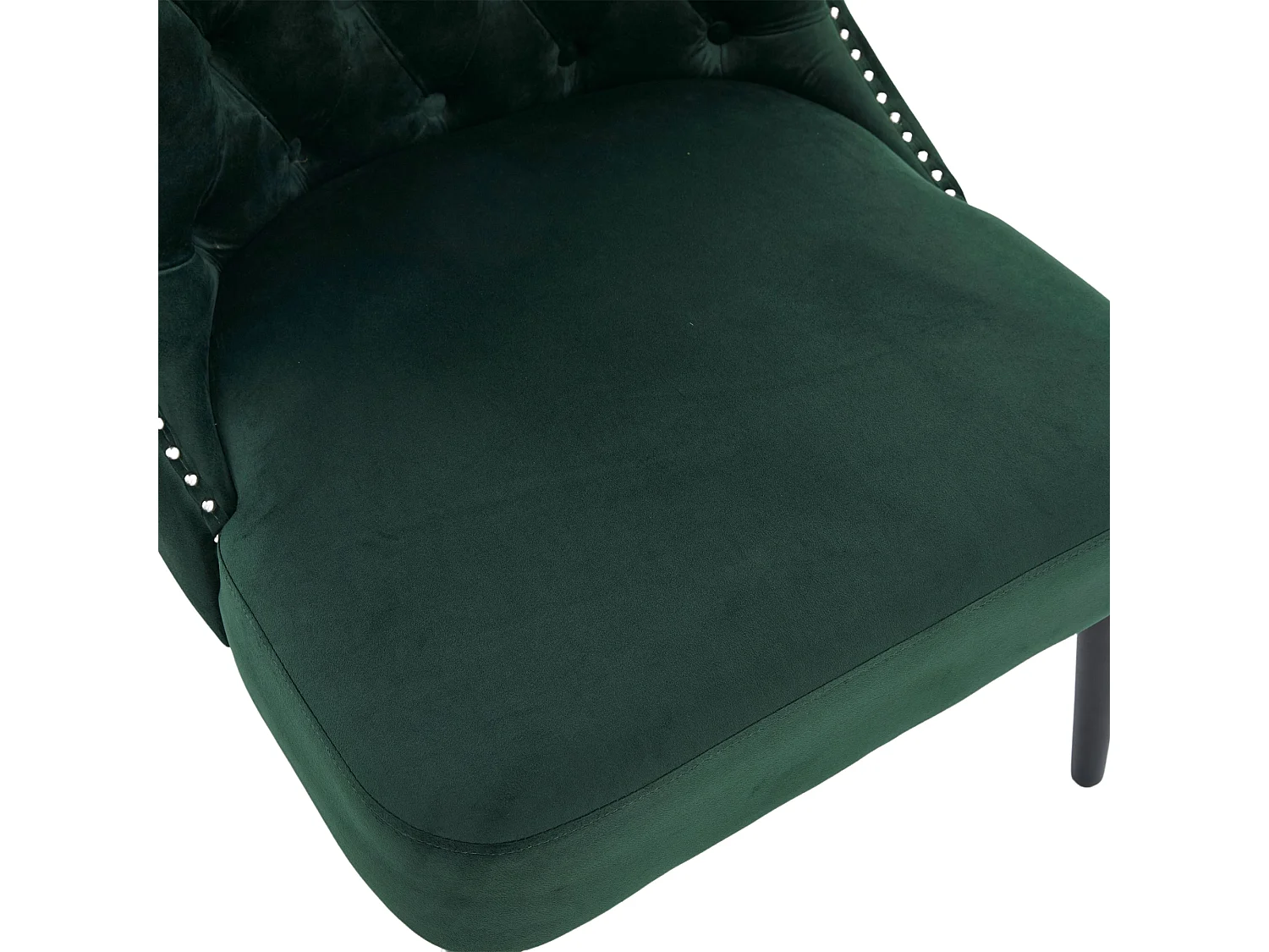 Chaise vert - Chaise avec finition rivetée et pieds en bois massif - velours