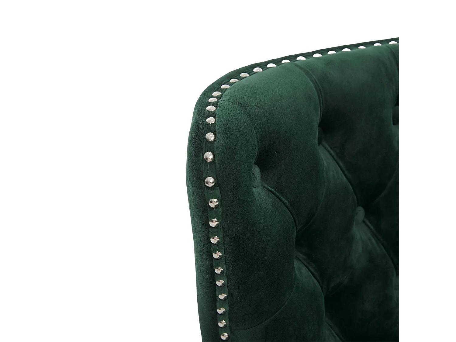 Chaise vert - Chaise avec finition rivetée et pieds en bois massif - velours