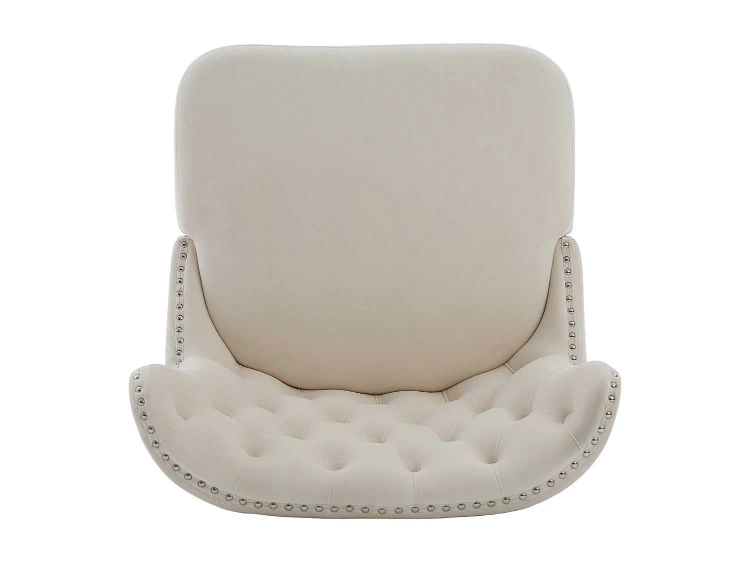 Chaise beige - Chaise avec finition rivetée et pieds en bois massif - velours