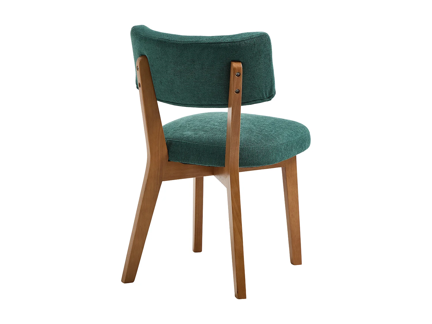 Set van 2 eetkamerstoelen - Stoelen met gewatteerde rugleuningen en massief houten poten - groen linnen