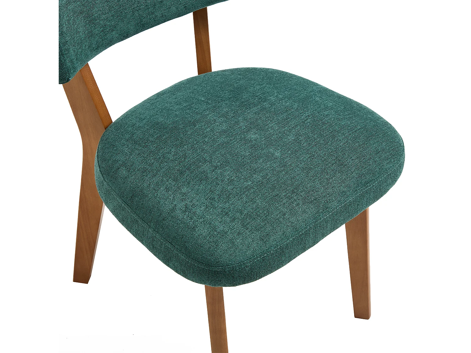 Set van 2 eetkamerstoelen - Stoelen met gewatteerde rugleuningen en massief houten poten - groen linnen