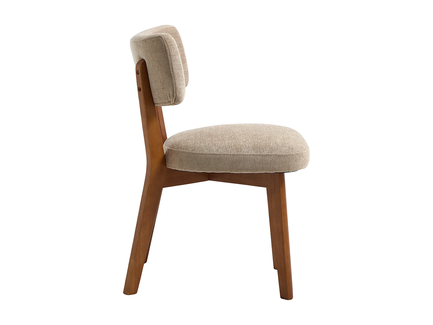 Juego de 2 sillas de comedor - Sillas con respaldo acolchado y patas de madera maciza - lino caqui