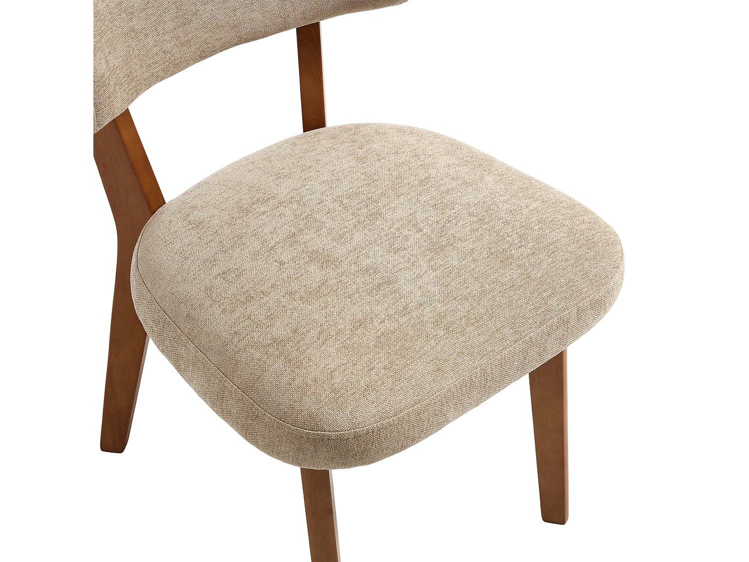 Juego de 2 sillas de comedor - Sillas con respaldo acolchado y patas de madera maciza - lino caqui