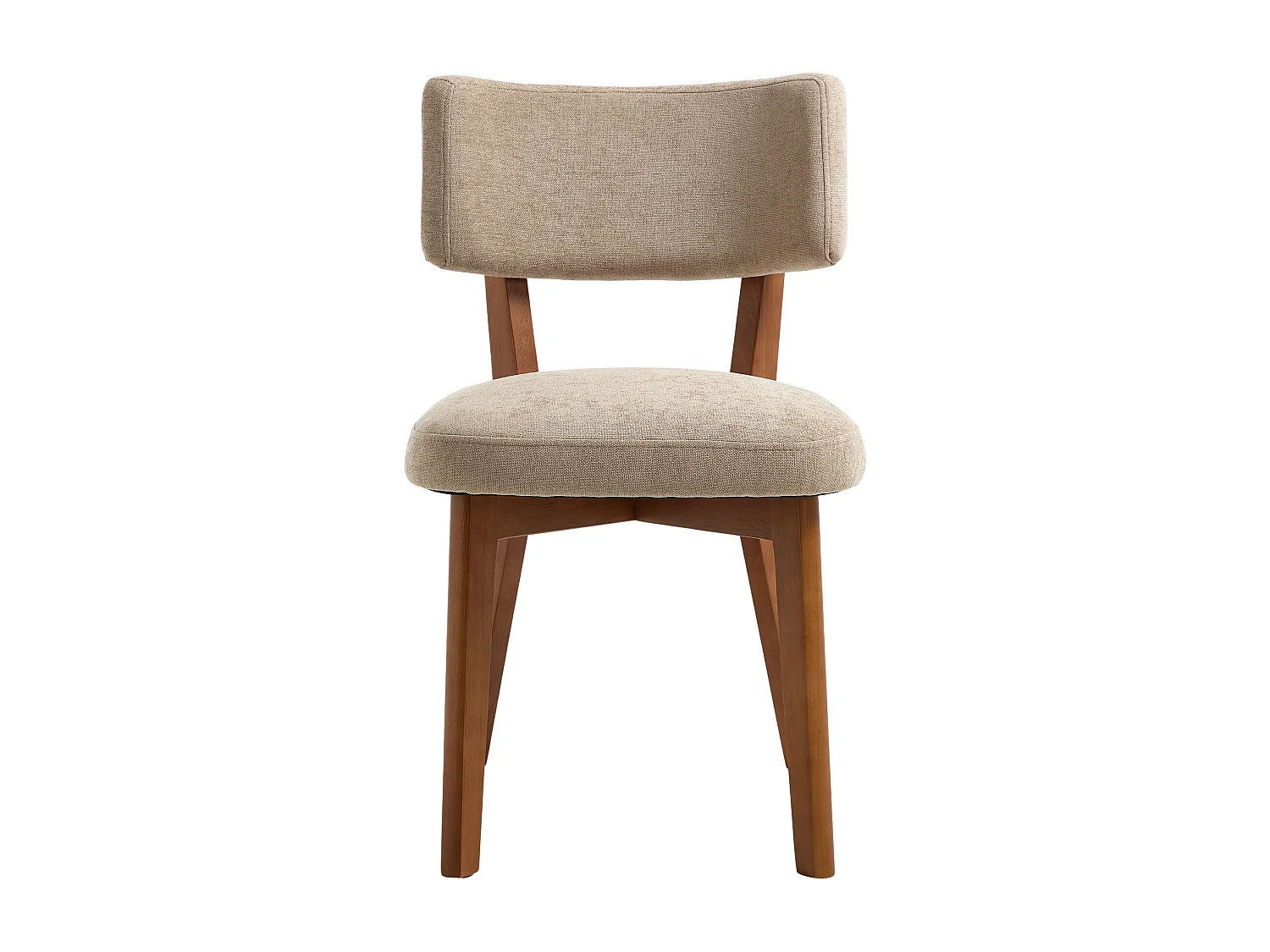 Juego de 2 sillas de comedor - Sillas con respaldo acolchado y patas de madera maciza - lino caqui