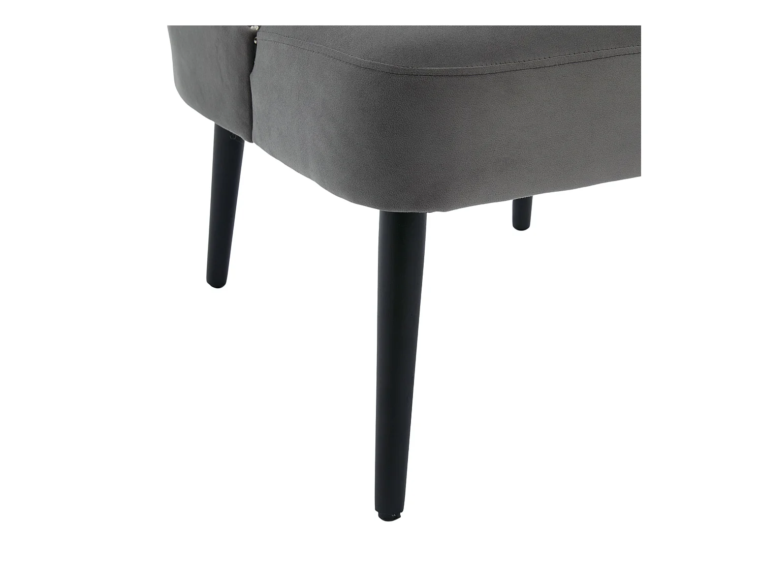 Grijze stoel - Stoel met geklonken afwerking en massief houten poten - fluweel