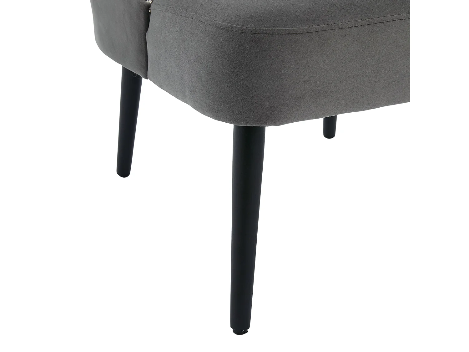 Chaise gris - Chaise avec finition rivetée et pieds en bois massif - velours