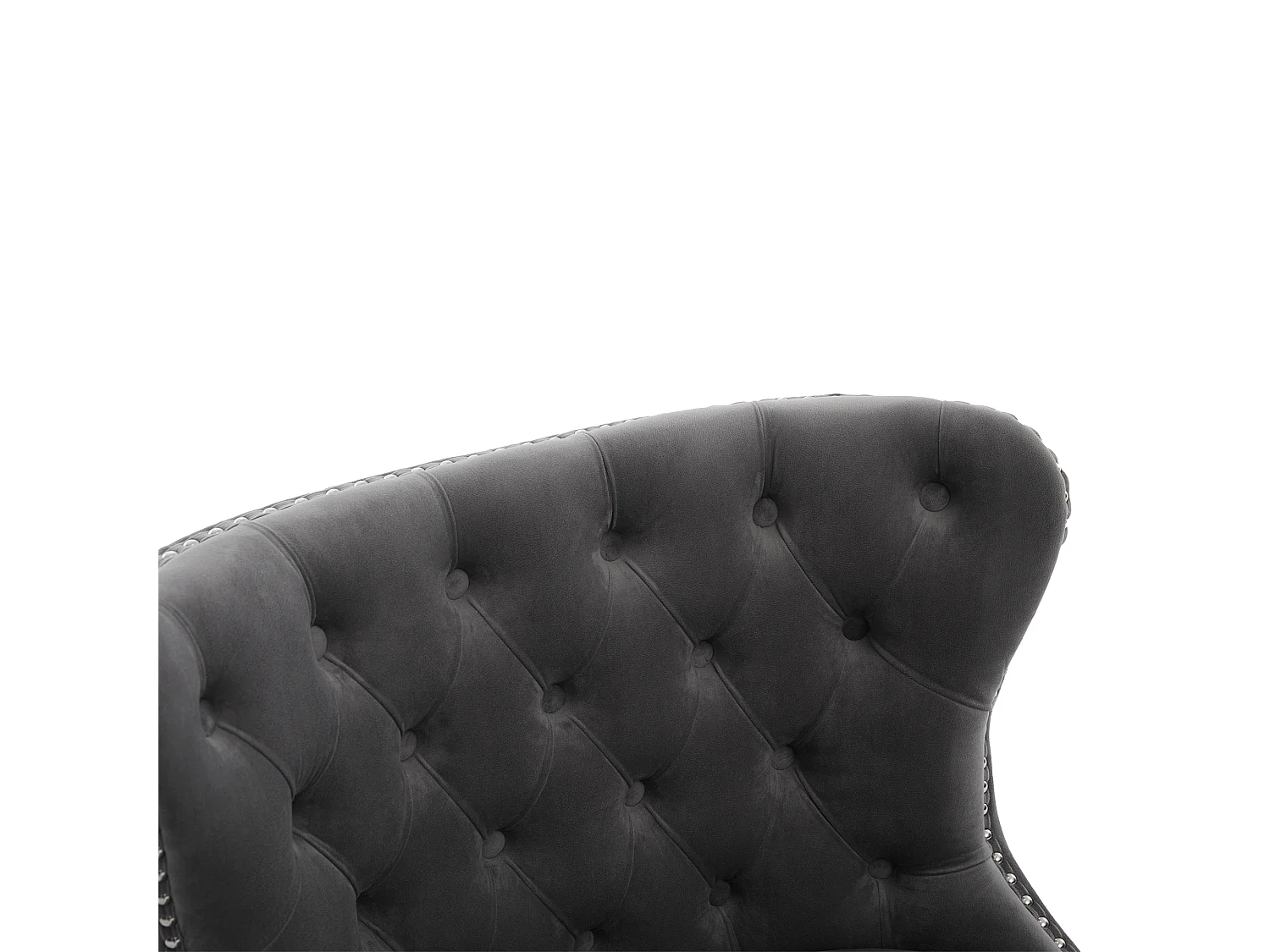 Chaise gris - Chaise avec finition rivetée et pieds en bois massif - velours