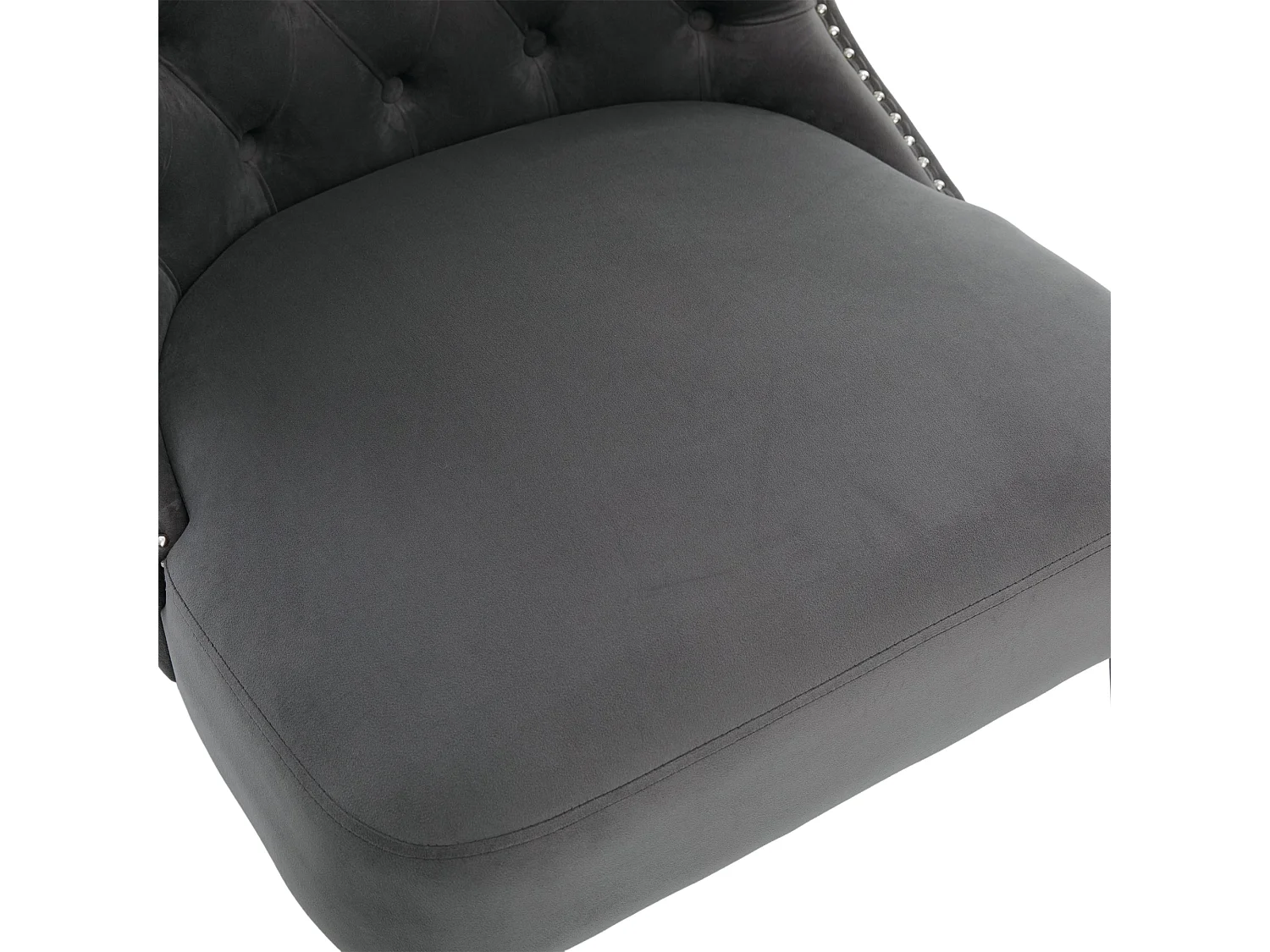 Chaise gris - Chaise avec finition rivetée et pieds en bois massif - velours