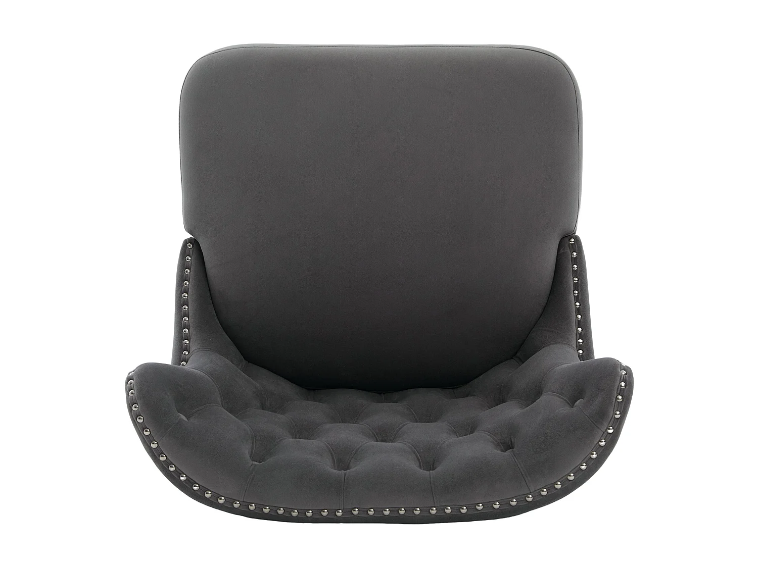 Chaise gris - Chaise avec finition rivetée et pieds en bois massif - velours