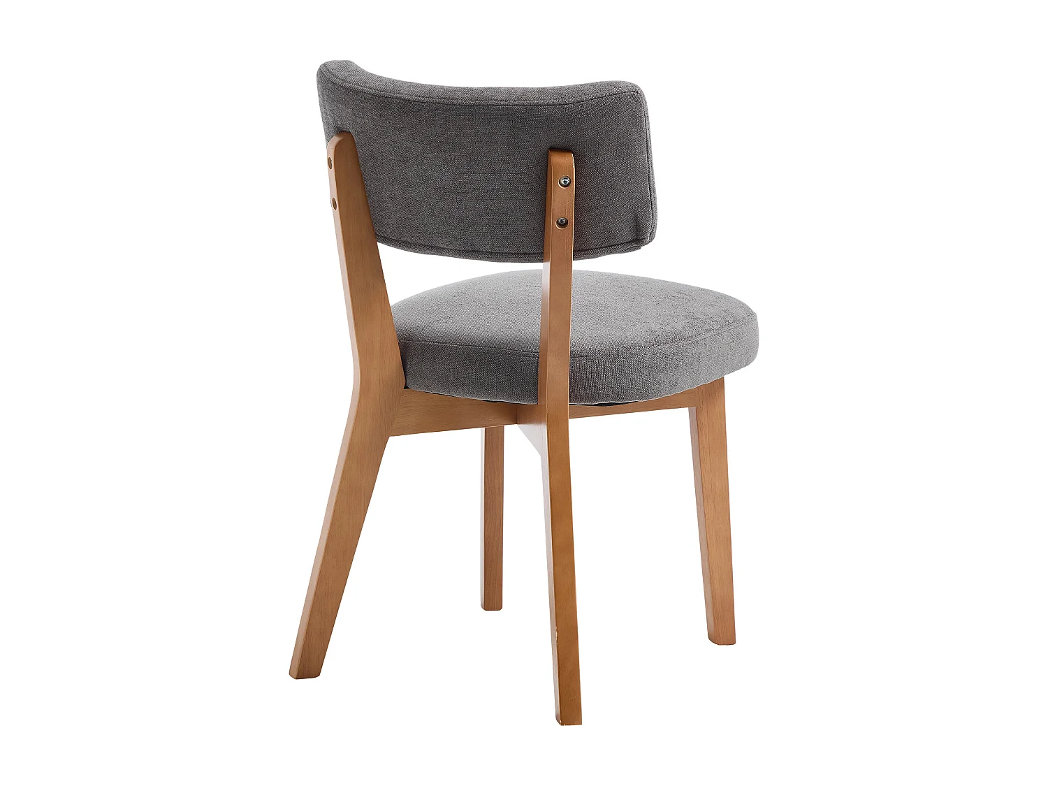 2er-Set Esszimmerstühle - Stühle mit gepolsterter Rückenlehne und Beinen aus Massivholz - graues Leinen
