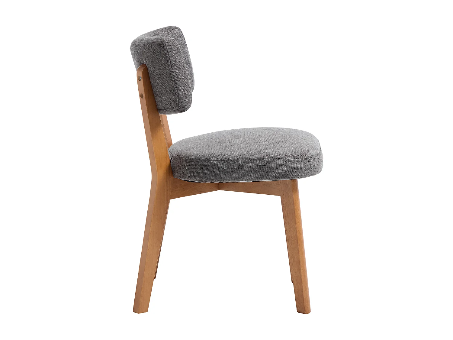 2er-Set Esszimmerstühle - Stühle mit gepolsterter Rückenlehne und Beinen aus Massivholz - graues Leinen