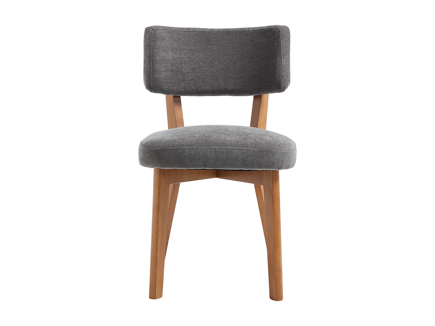 Conjunto de 2 cadeiras de jantar - Cadeiras com encosto almofadado e pernas em madeira maciça - linho cinza