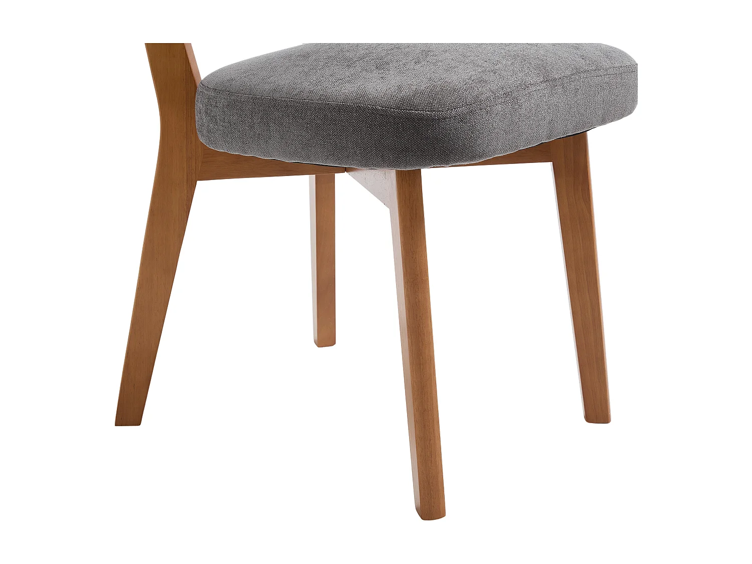 Conjunto de 2 cadeiras de jantar - Cadeiras com encosto almofadado e pernas em madeira maciça - linho cinza