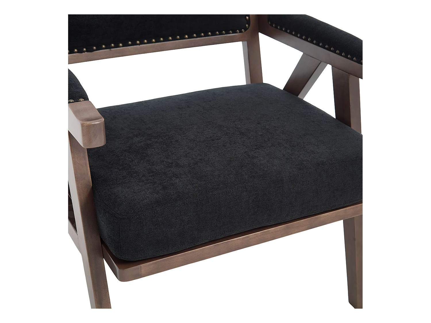 Fauteuil droit avec accoudoirs - Fauteuil avec coussins et dossier - lin noir