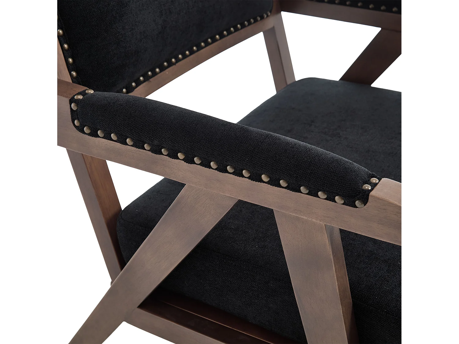 Fauteuil droit avec accoudoirs - Fauteuil avec coussins et dossier - lin noir