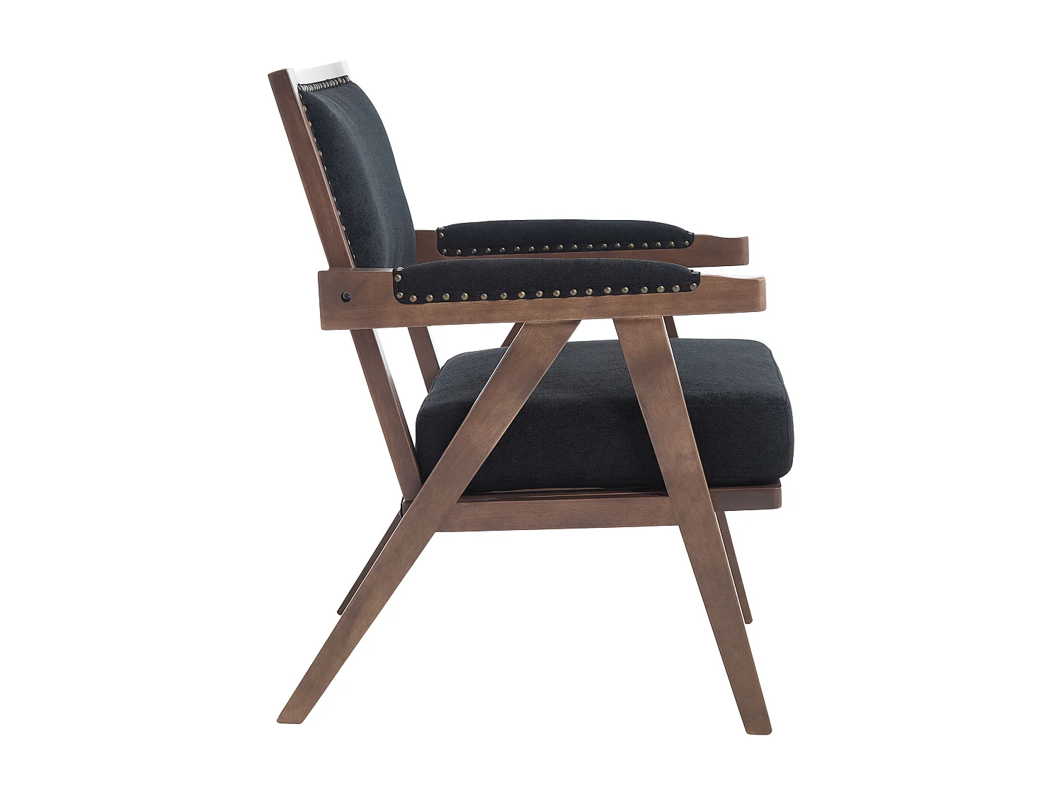 Fauteuil droit avec accoudoirs - Fauteuil avec coussins et dossier - lin noir