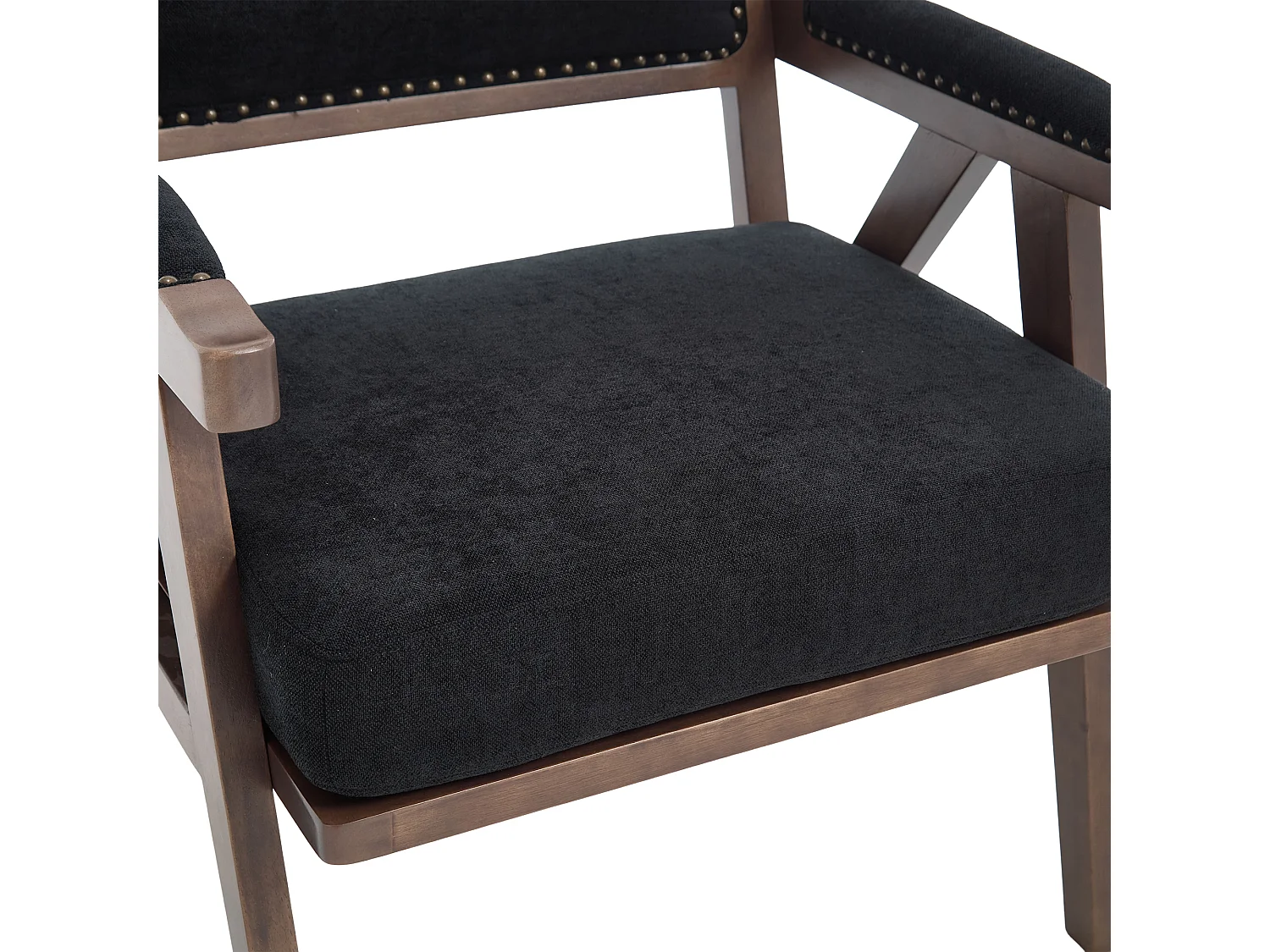 Fauteuil droit avec accoudoirs - Fauteuil avec coussins et dossier - lin noir